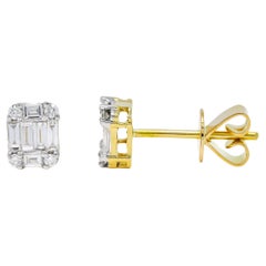 Natürlicher Diamant 0,42 Karat 18KT Gelbgold Einfache Cluster-Ohrstecker