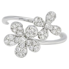 Natural Diamond 0.44 cts 18KT White Gold Flower Statement Ring