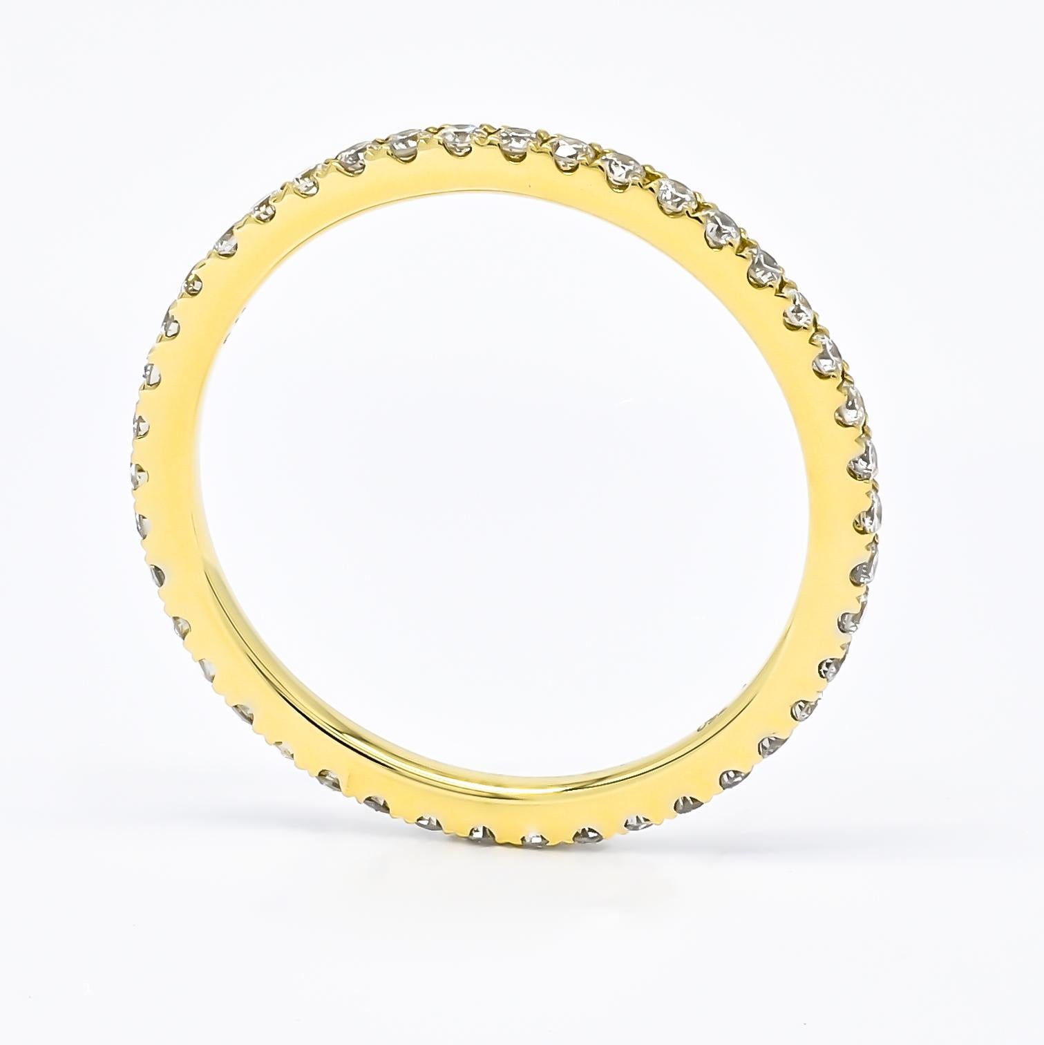 Modern Natural Diamond 0.45 carat 18KT Yellow Gold Full Eternity Ring For Sale