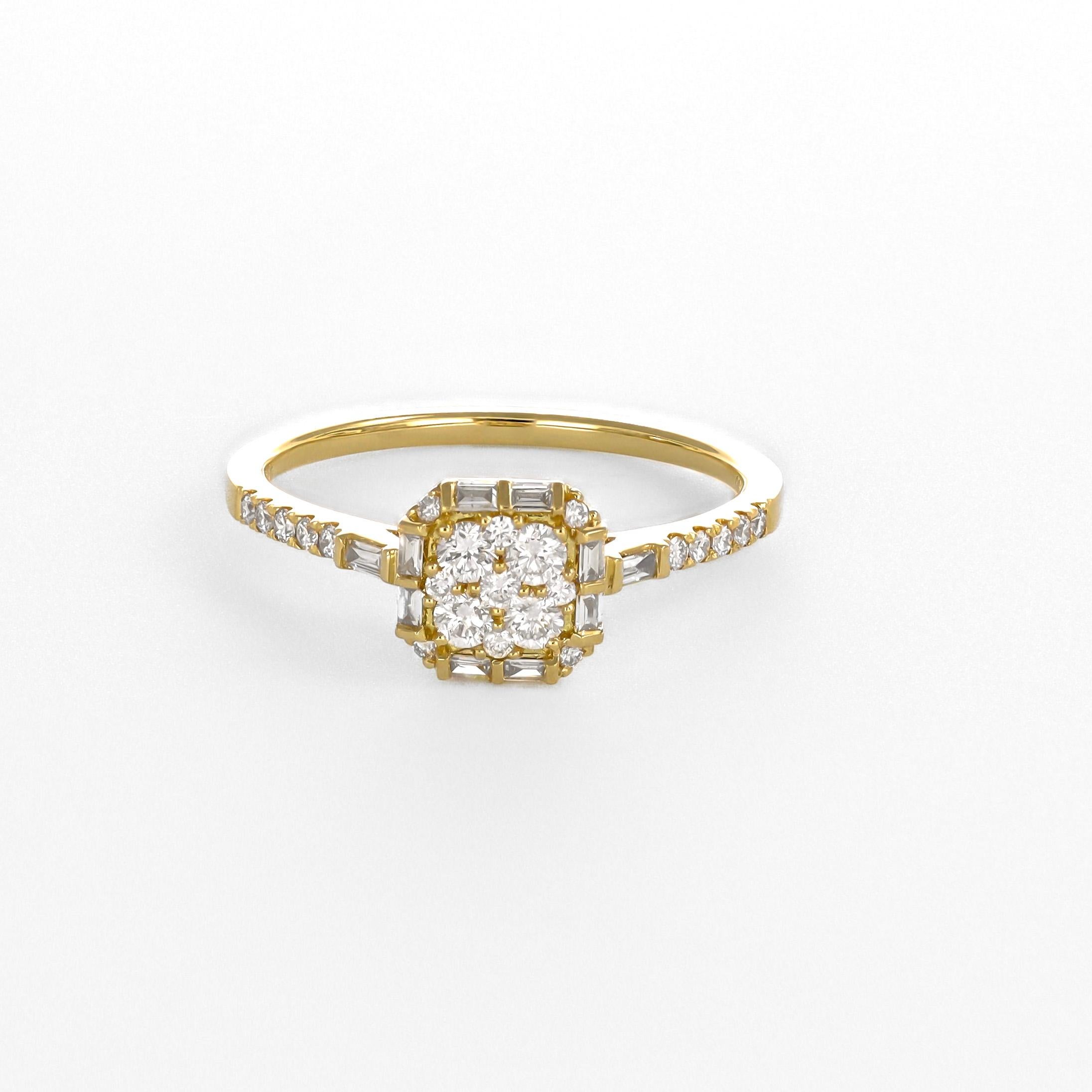 Natural Diamond 0.45 carats 18KT White Gold Art Deco Cocktail Ring For Sale 5