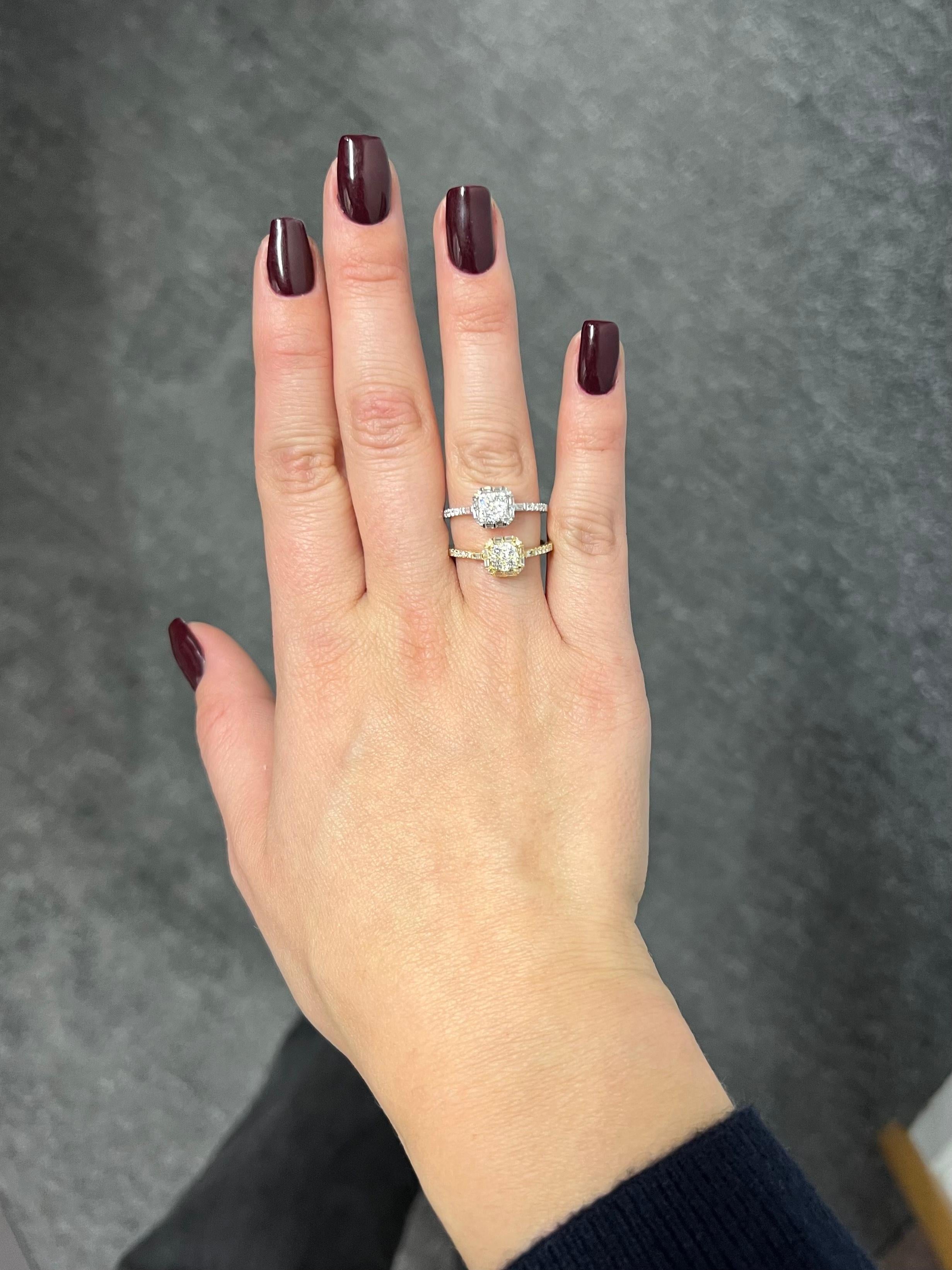 Natural Diamond 0.45 carats 18KT Yellow Gold Art Deco Cocktail Ring For Sale 5