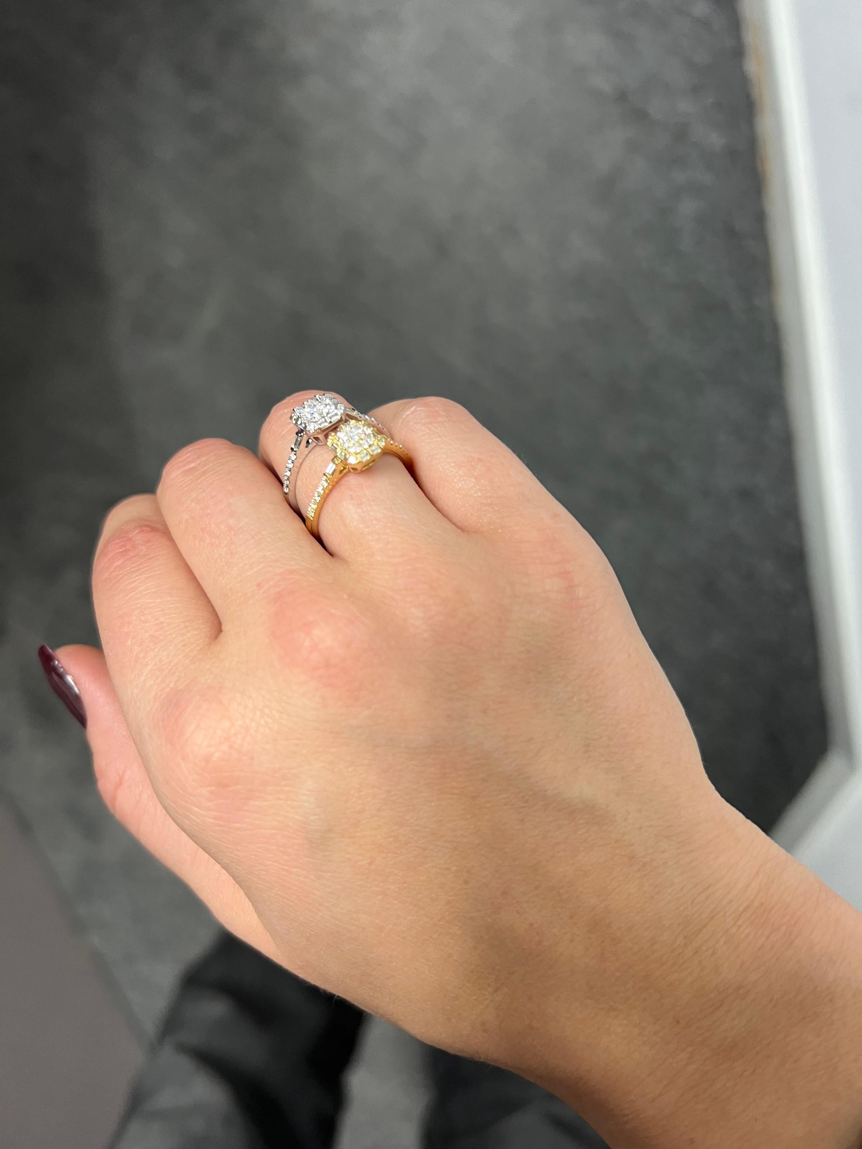 Natural Diamond 0.45 carats 18KT Yellow Gold Art Deco Cocktail Ring For Sale 6