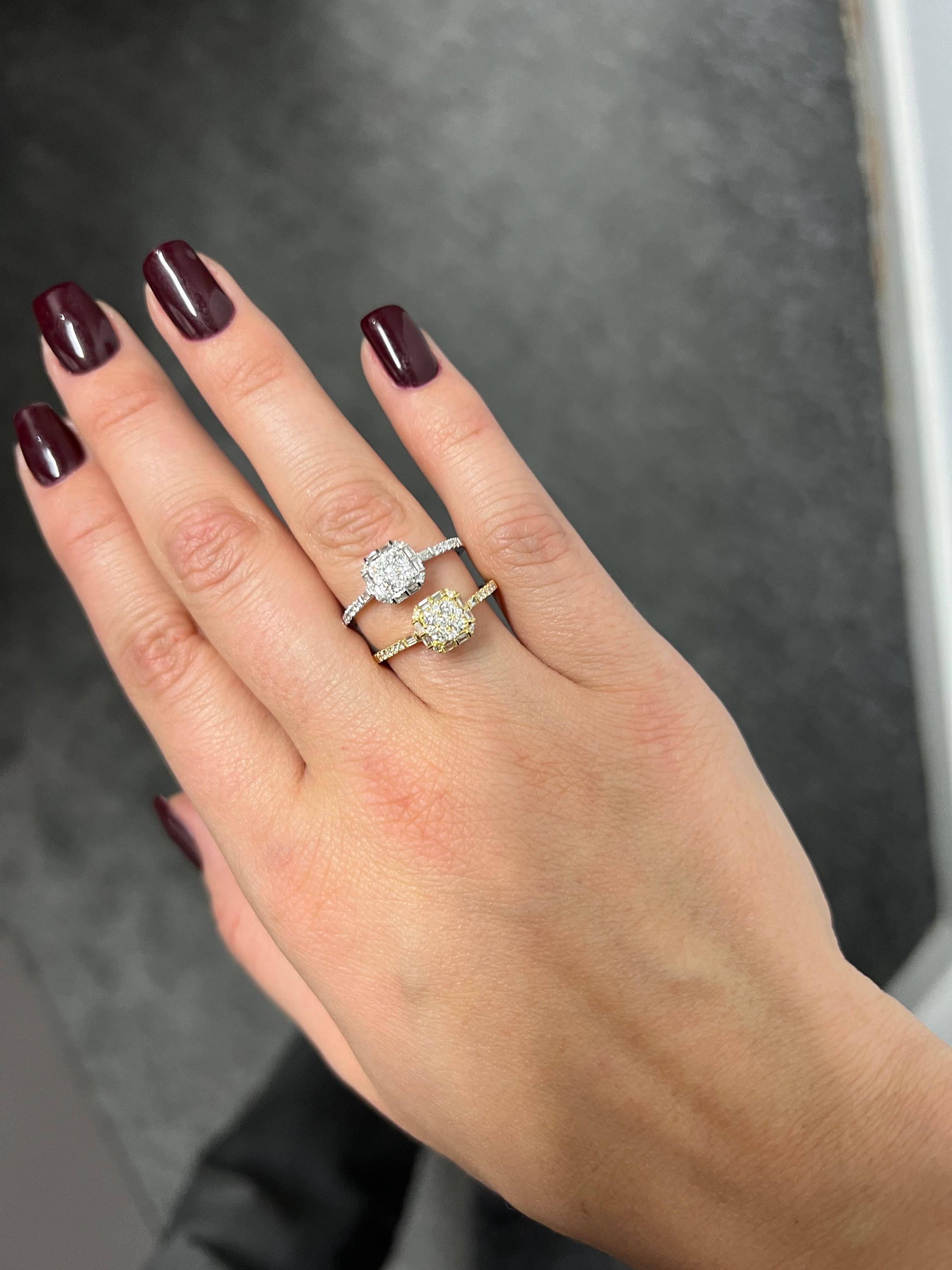 Natural Diamond 0.45 carats 18KT Yellow Gold Art Deco Cocktail Ring In New Condition For Sale In Antwerpen, BE