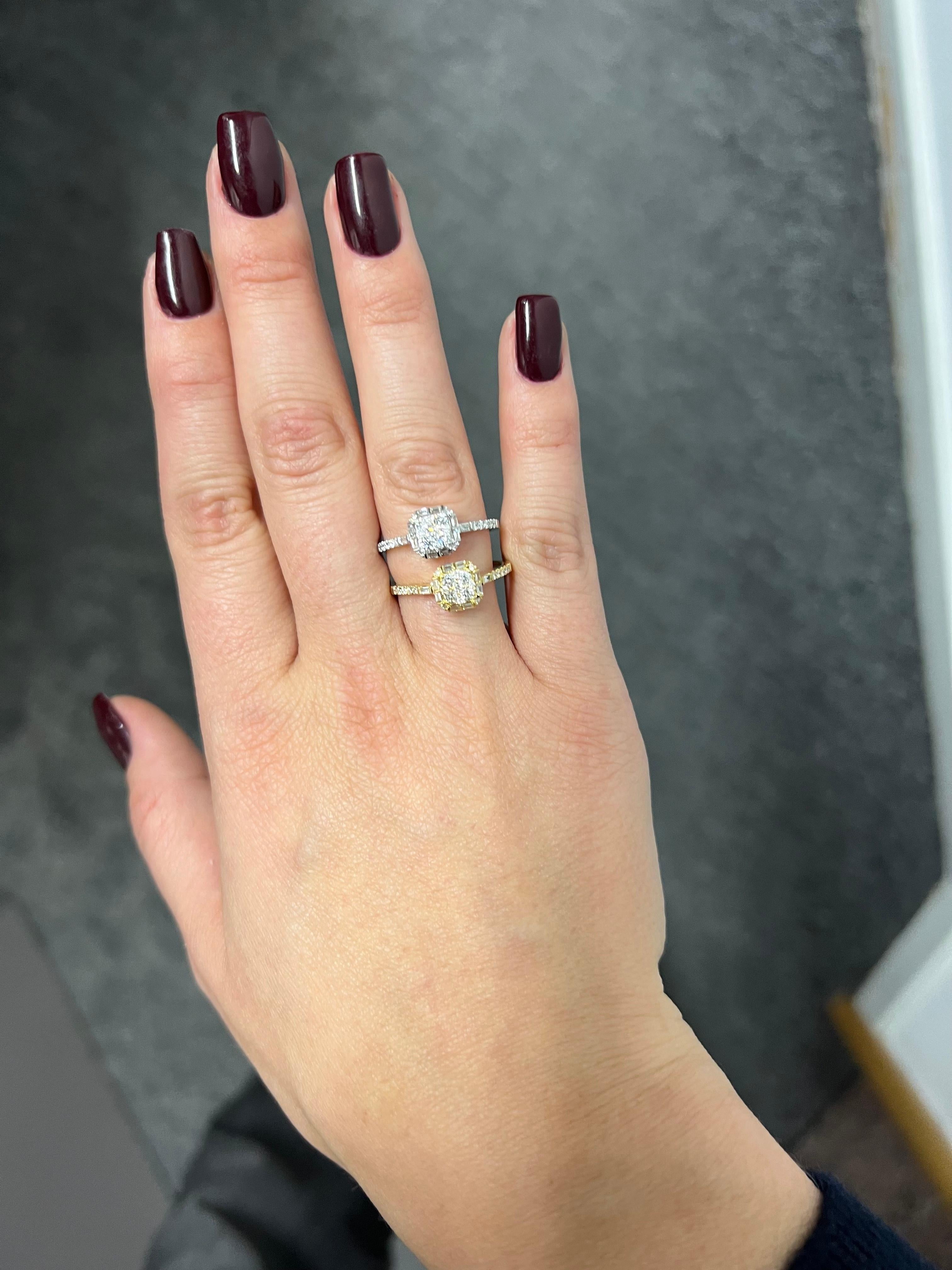 Women's Natural Diamond 0.45 carats 18KT Yellow Gold Art Deco Cocktail Ring For Sale