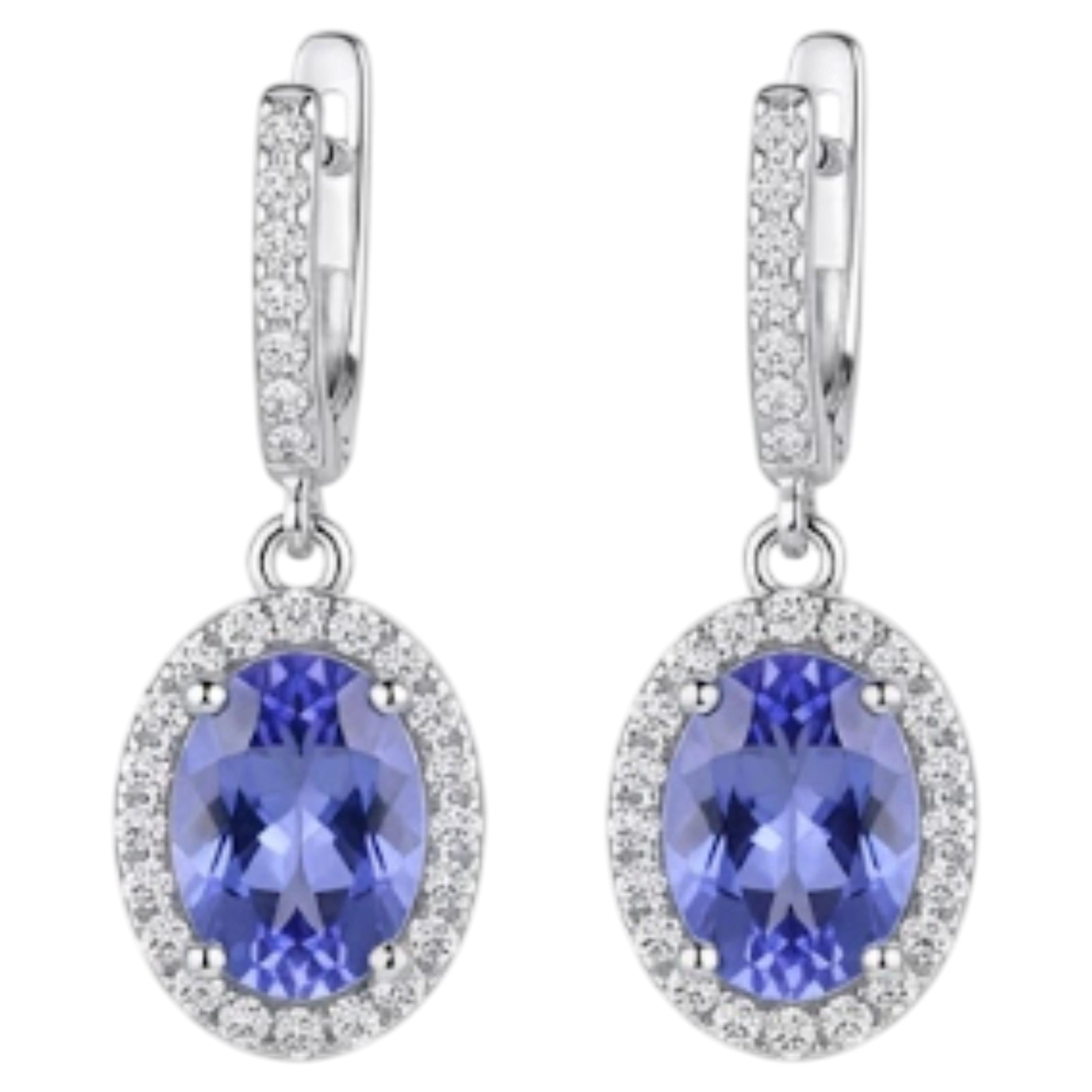 Natural Diamond 0.45CTS & Tanzanite 2.70CTS Earring in 18k Gold