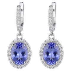 Natural Diamond 0.45CTS & Tanzanite 2.70CTS Earring in 18k Gold