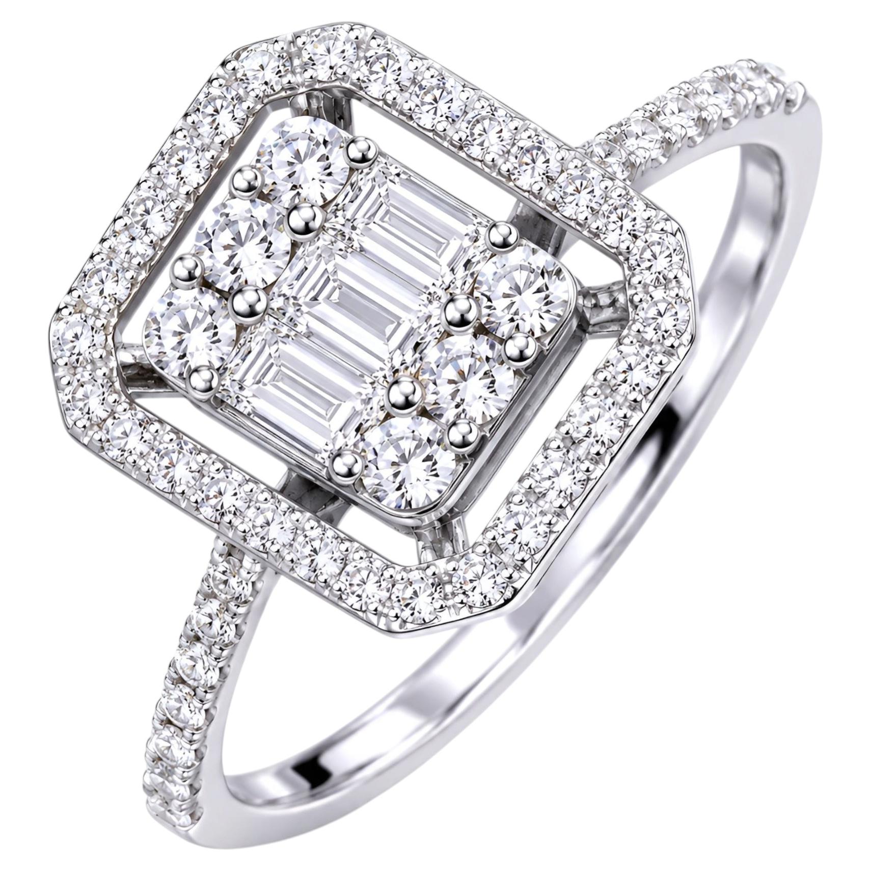 0,47 Karat natürlicher Diamant Halo Ring in 18K Weißgold Jahrestag Ring