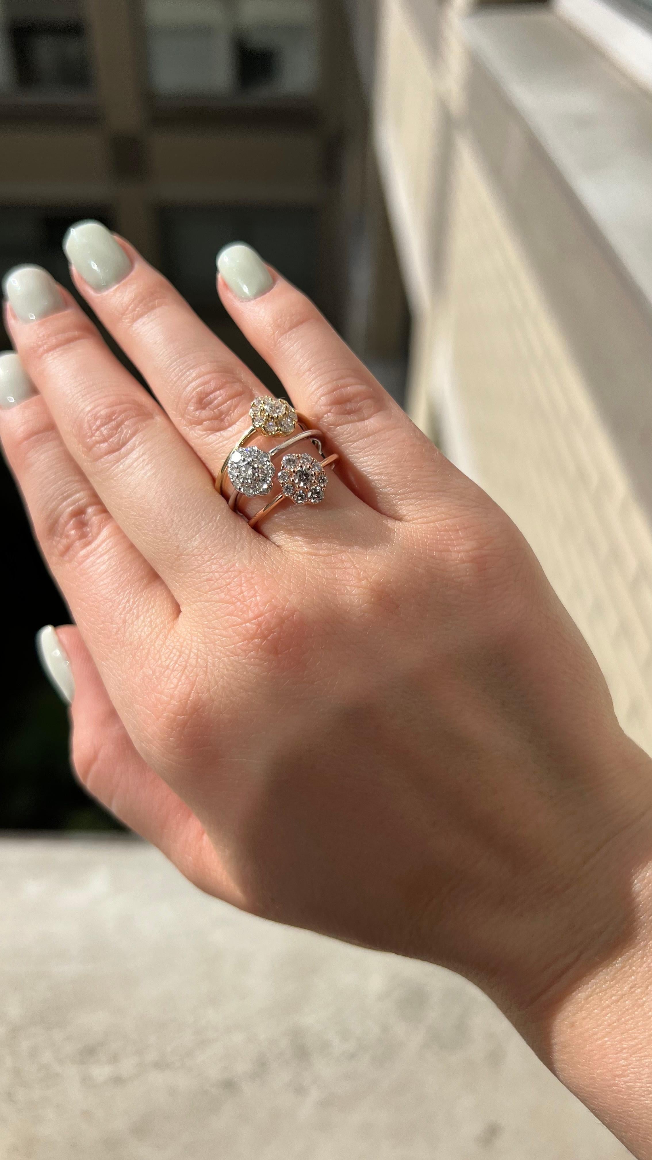 Natural Diamond 0.50 carats 18KT Rose Gold Cluster Vintage Engagement Ring For Sale 4