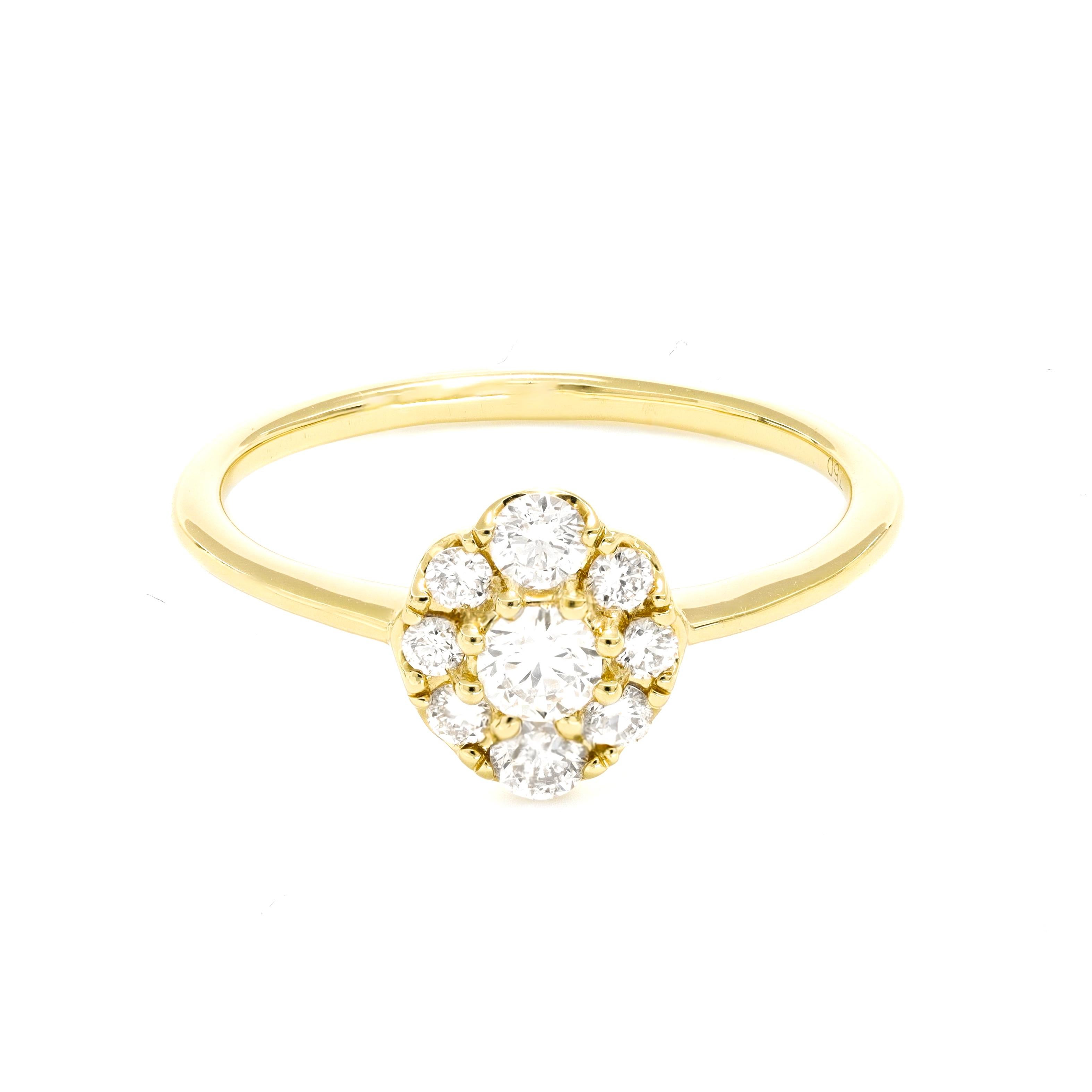 Natural Diamond 0.50 carats 18KT Rose Gold Cluster Vintage Engagement Ring For Sale 5