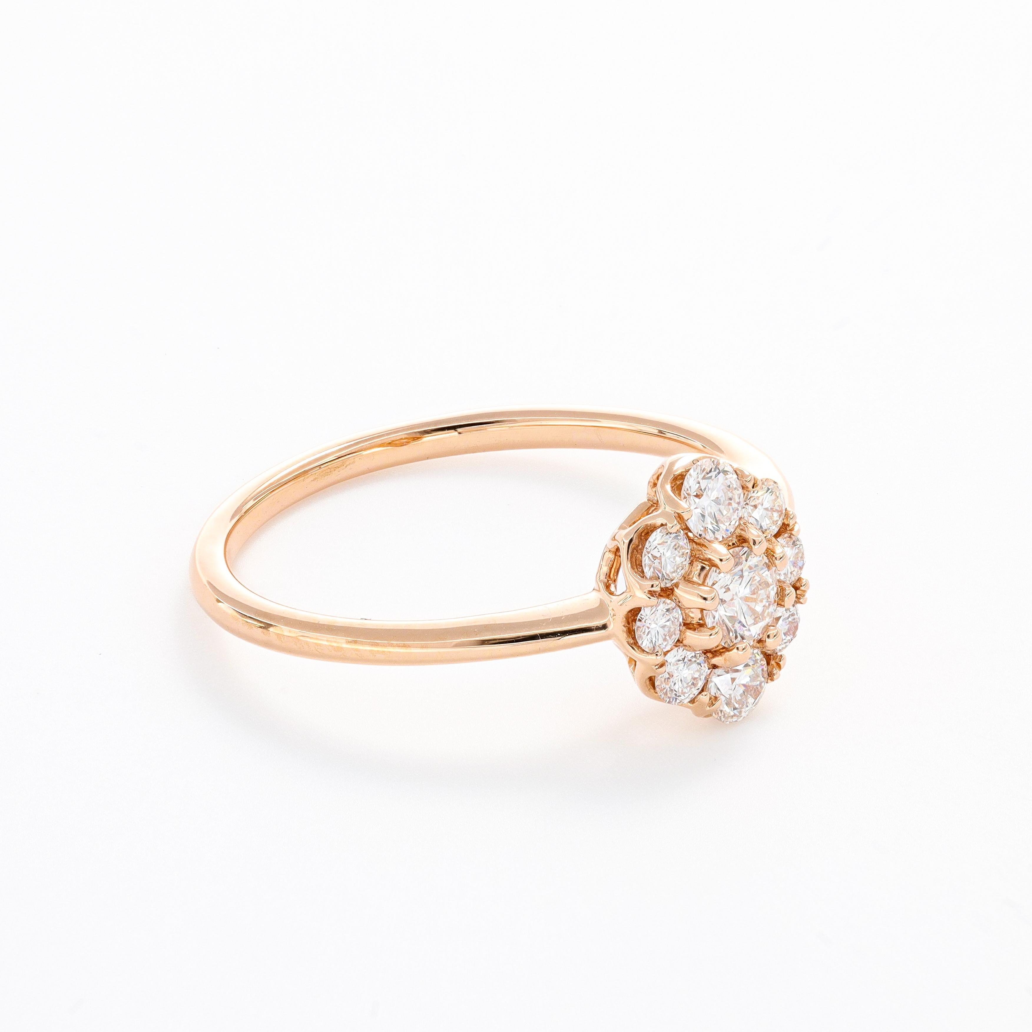 Make a statement of love and luxury with this Diamond Cluster Engagement Ring, where brilliance meets timeless charm. Crafted from 18K Rose Gold, this breathtaking piece is a true masterpiece of fine craftsmanship, designed to captivate with its