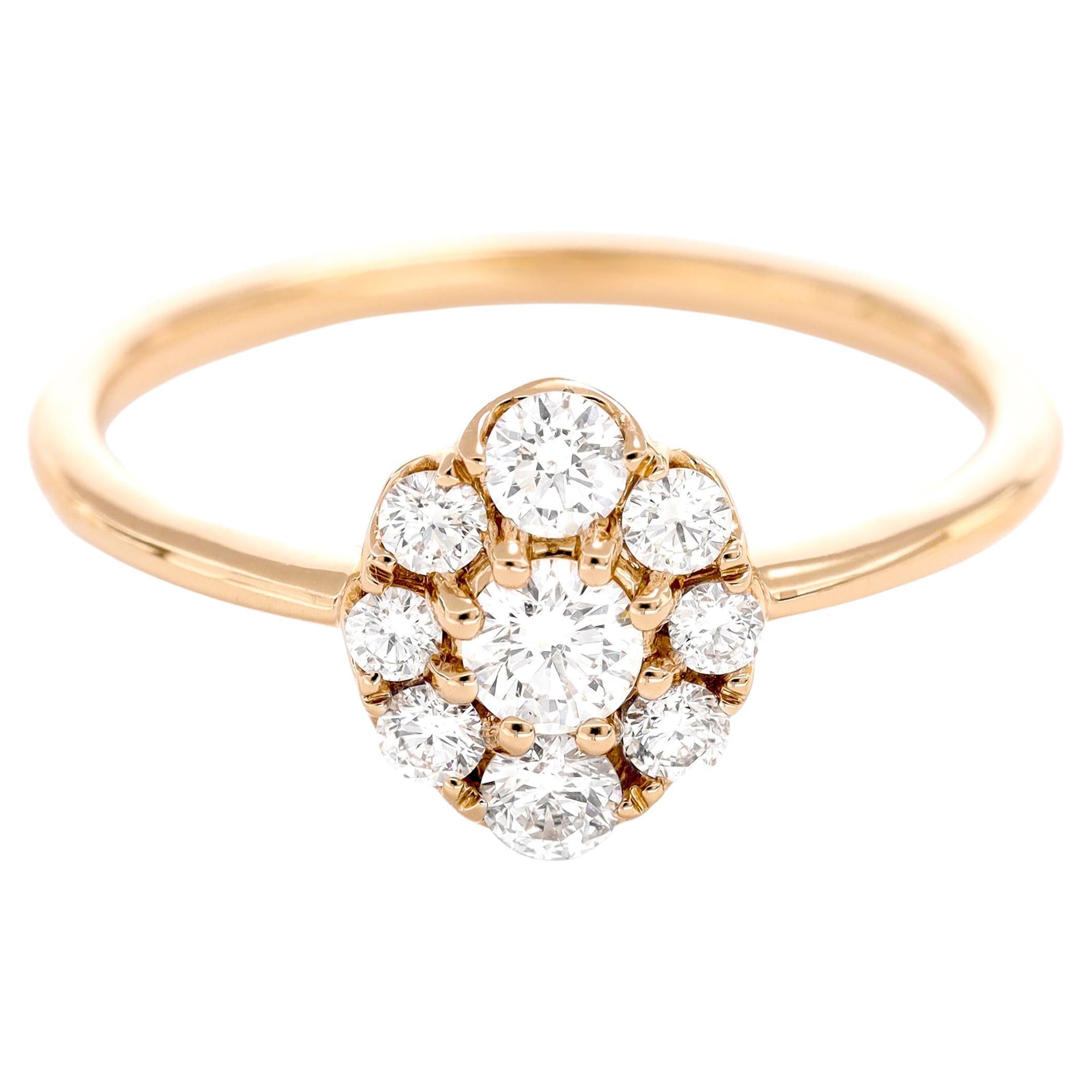 Natural Diamond 0.50 carats 18KT Rose Gold Cluster Vintage Engagement Ring