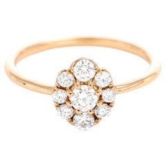 Natural Diamond 0.50 carats 18KT Rose Gold Cluster Vintage Engagement Ring