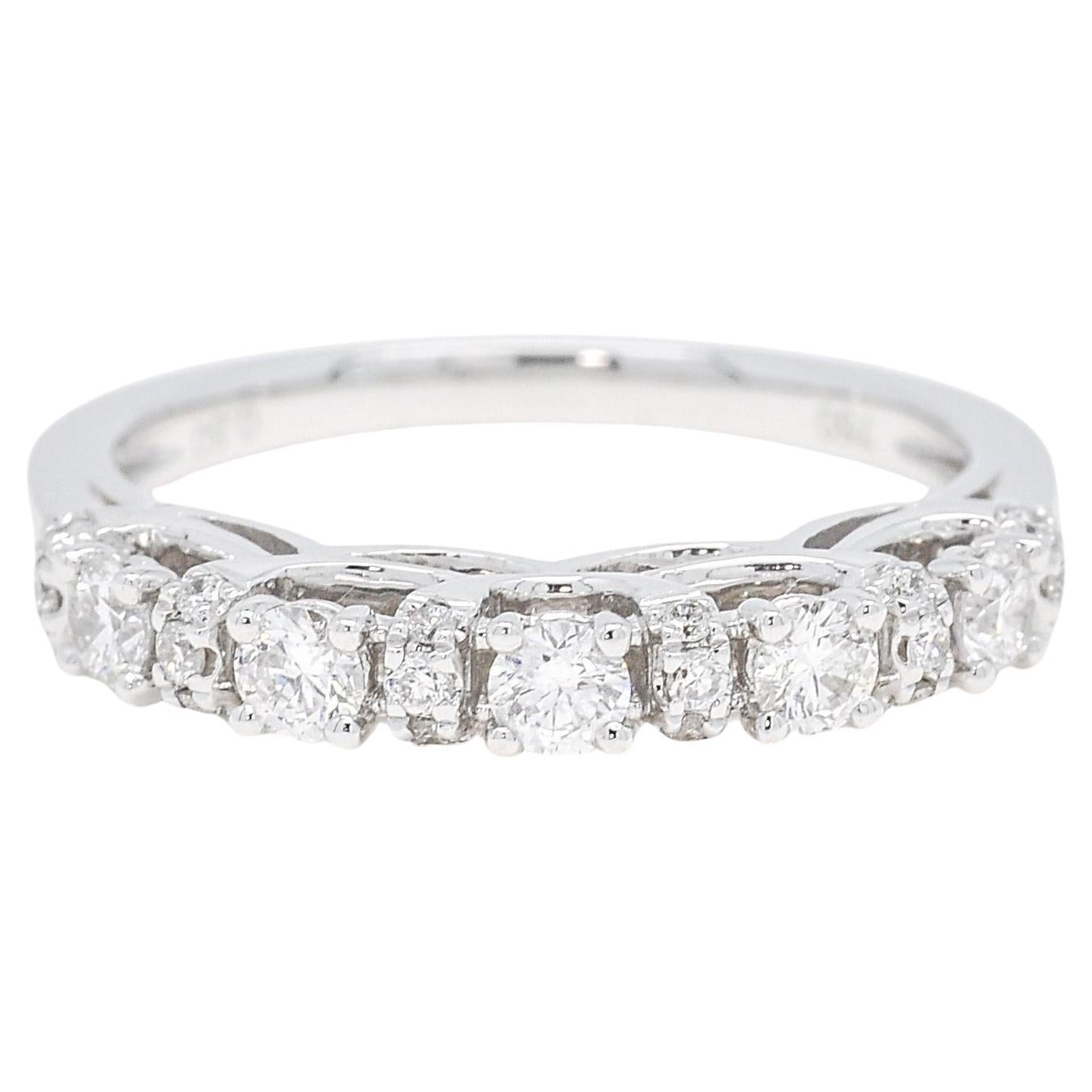 Natural Diamond 0.50 carats 18KT White Gold 5 Solitaire Wedding Band