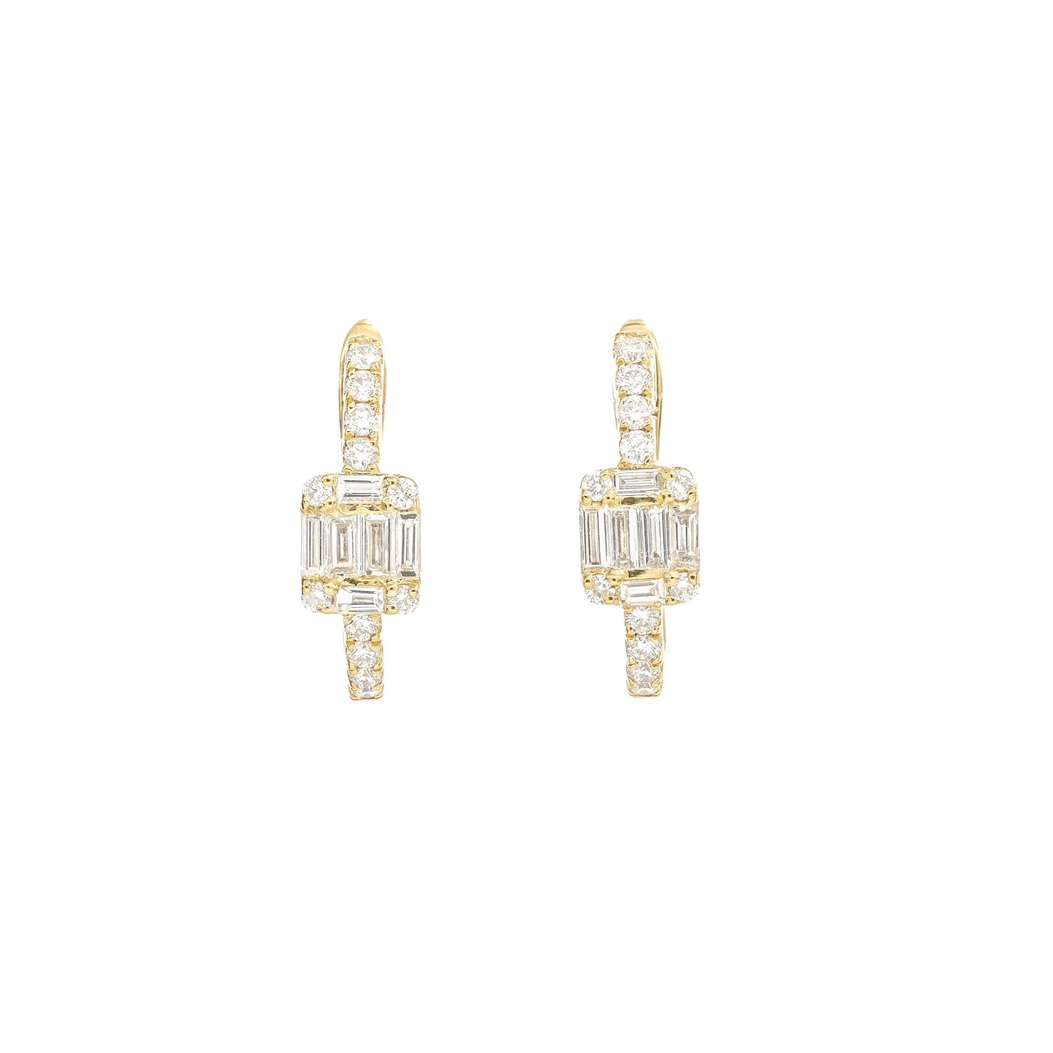 Orecchini a cerchio con diamante naturale da 0,50 carati in oro bianco 18KT in vendita 5