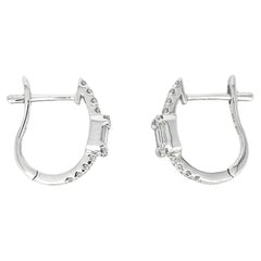 Natural Diamond 0.50 carats 18KT White Gold Cluster Half Hoop Earrings
