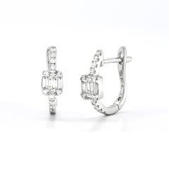 Orecchini a cerchio con diamante naturale da 0,50 carati in oro bianco 18KT