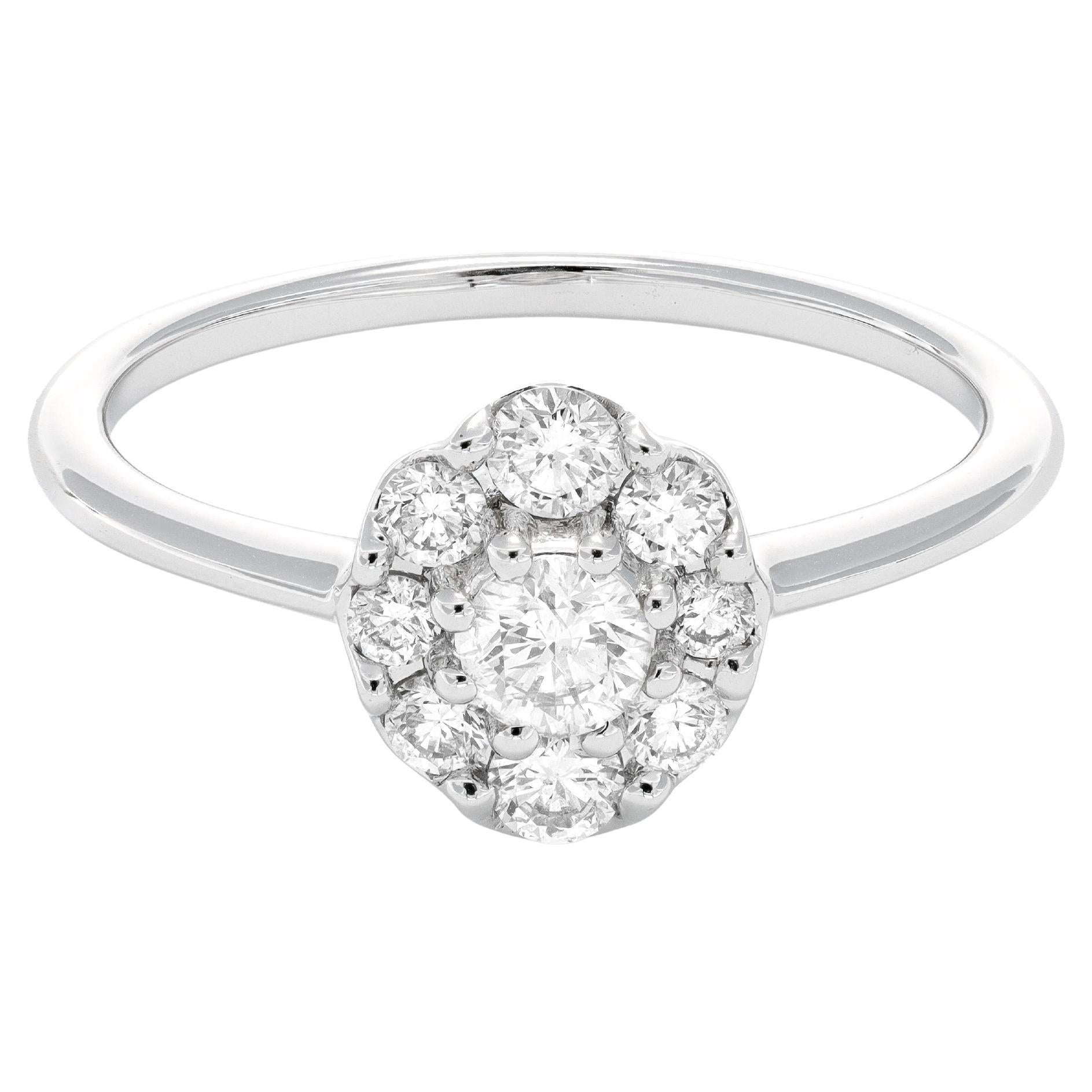 Natural Diamond 0.50 carats 18KT White Gold Cluster Vintage Engagement Ring