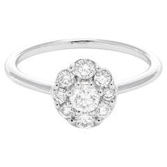 Natural Diamond 0.50 carats 18KT White Gold Cluster Vintage Engagement Ring