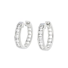 Natural Diamond 0.50 carats 18KT White Gold Half Hoop Earrings