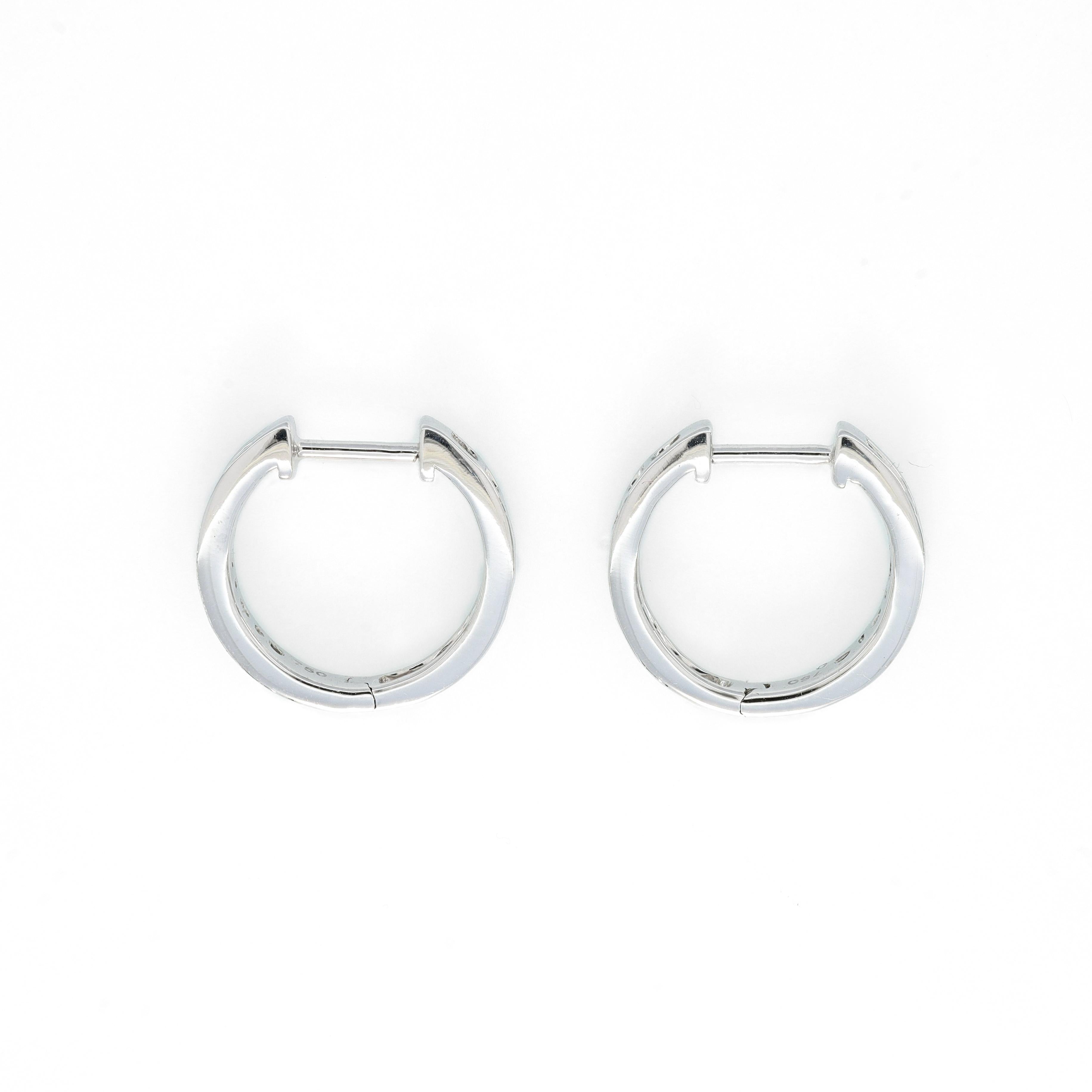Princess Cut Natural Diamond 0.50 carats 18KT White Gold Half Hoop Earrings For Sale