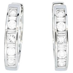 Natural Diamond 0.50 carats 18KT White Gold Half Hoop Earrings