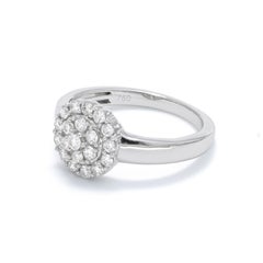 Natural Diamond 0.52 carats 18KT White Gold Halo Cluster Anniversary Ring