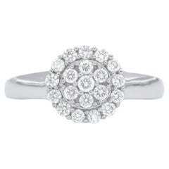 Natural Diamond 0.52 carats 18KT White Gold Halo Cluster Anniversary Ring