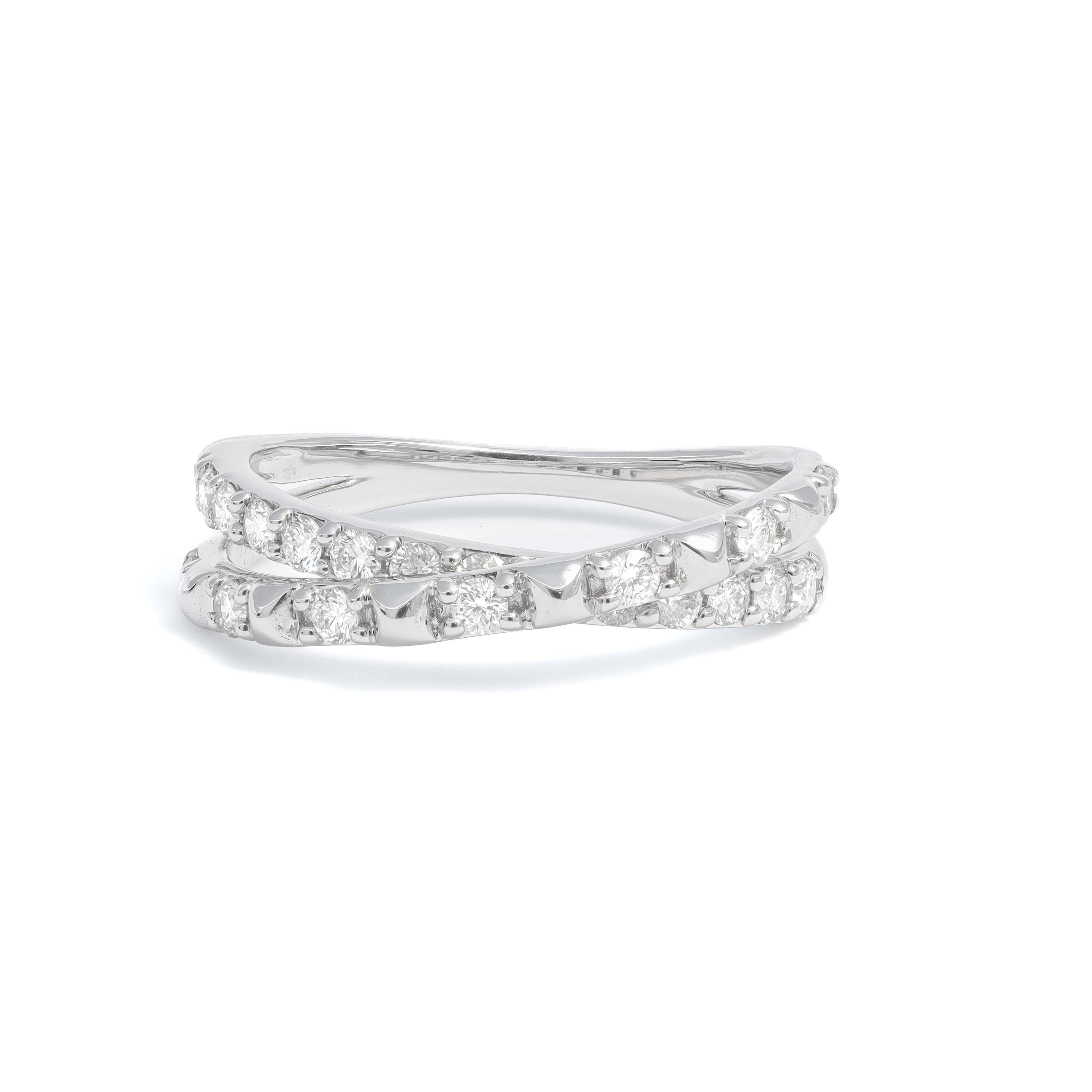 Modern Natural Diamond 0.50 carats 18KT White Gold Statement Band Ring For Sale