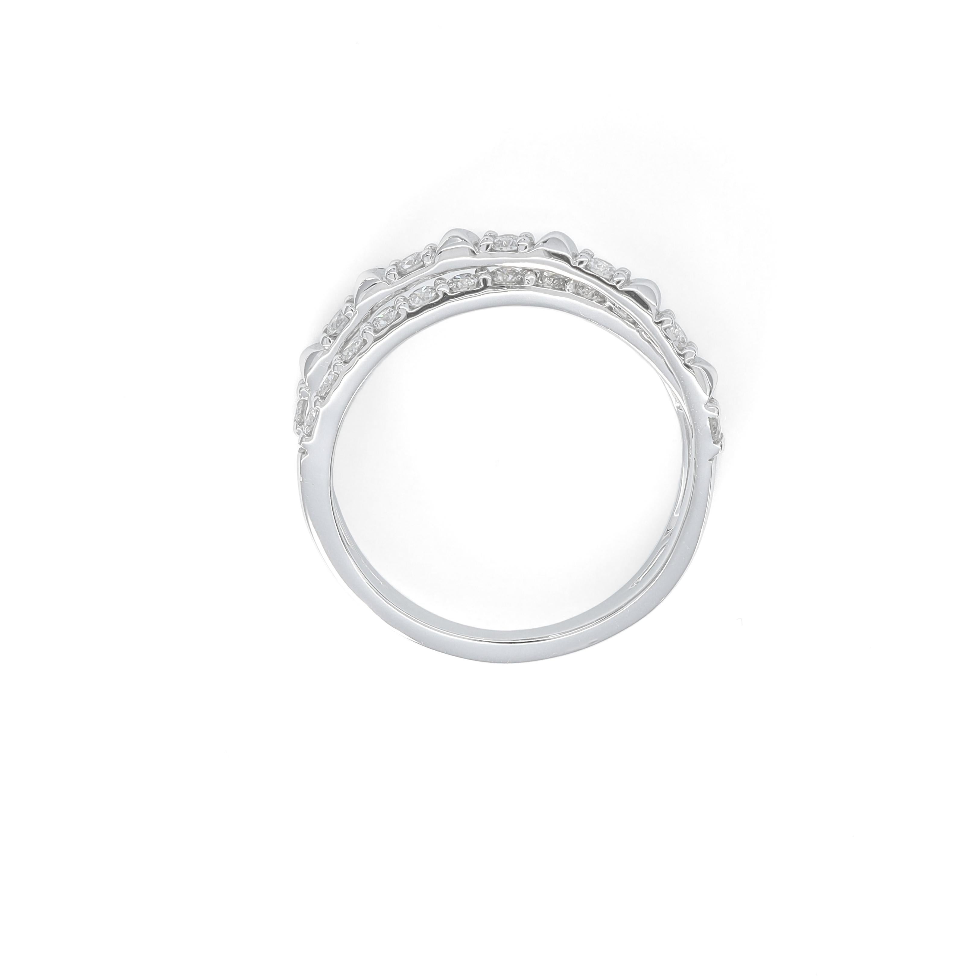 Round Cut Natural Diamond 0.50 carats 18KT White Gold Statement Band Ring For Sale