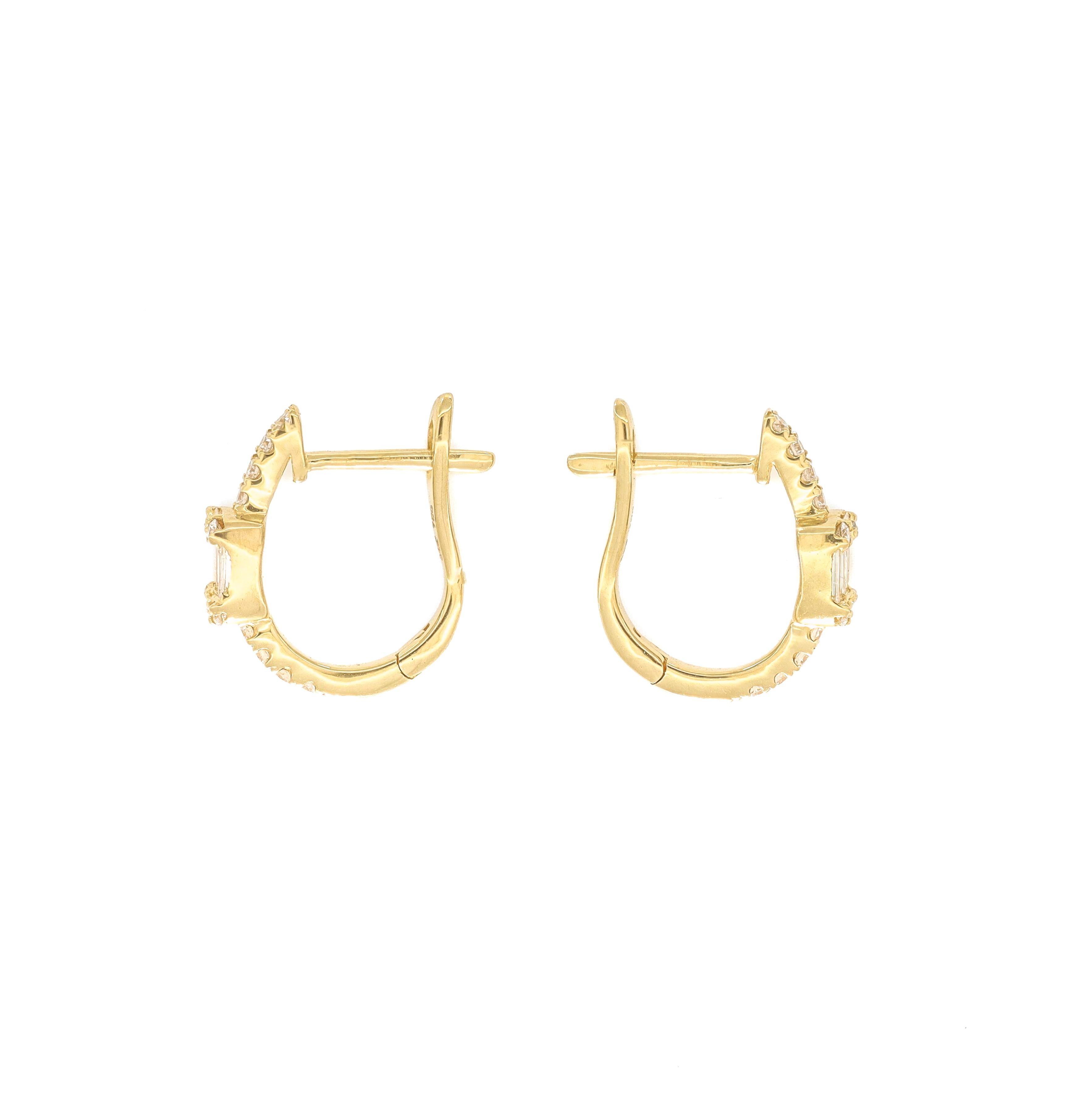 Moderne Créoles en or jaune 18 carats avec diamants naturels de 0,50 carat en vente