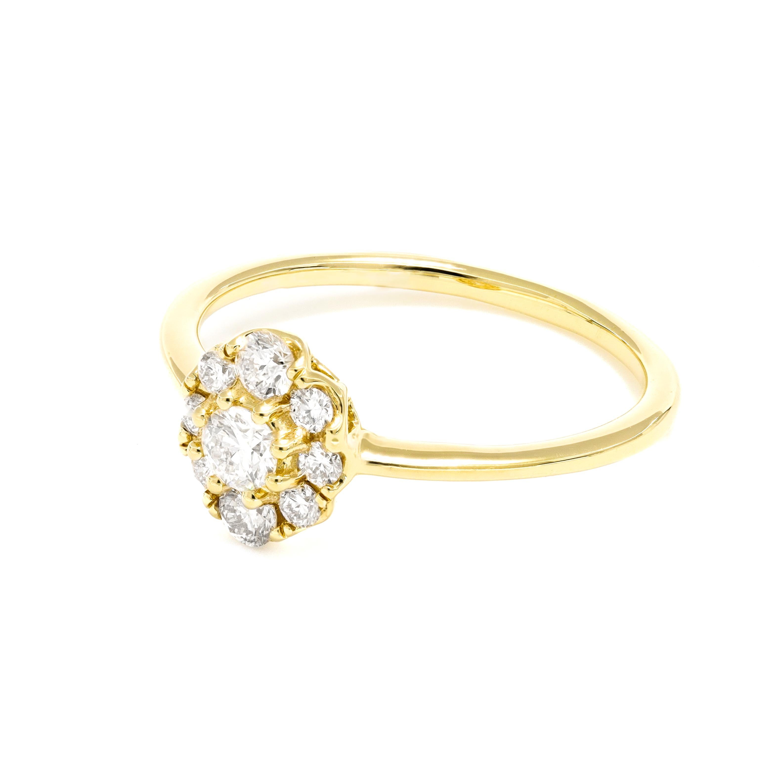 Make a statement of love and luxury with this Diamond Cluster Engagement Ring, where brilliance meets timeless charm. Crafted from 18K Yellow Gold, this breathtaking piece is a true masterpiece of fine craftsmanship, designed to captivate with its