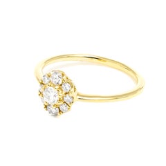 Natural Diamond 0.50 Carats 18KT Yellow Gold Cluster Vintage Engagement  Ring