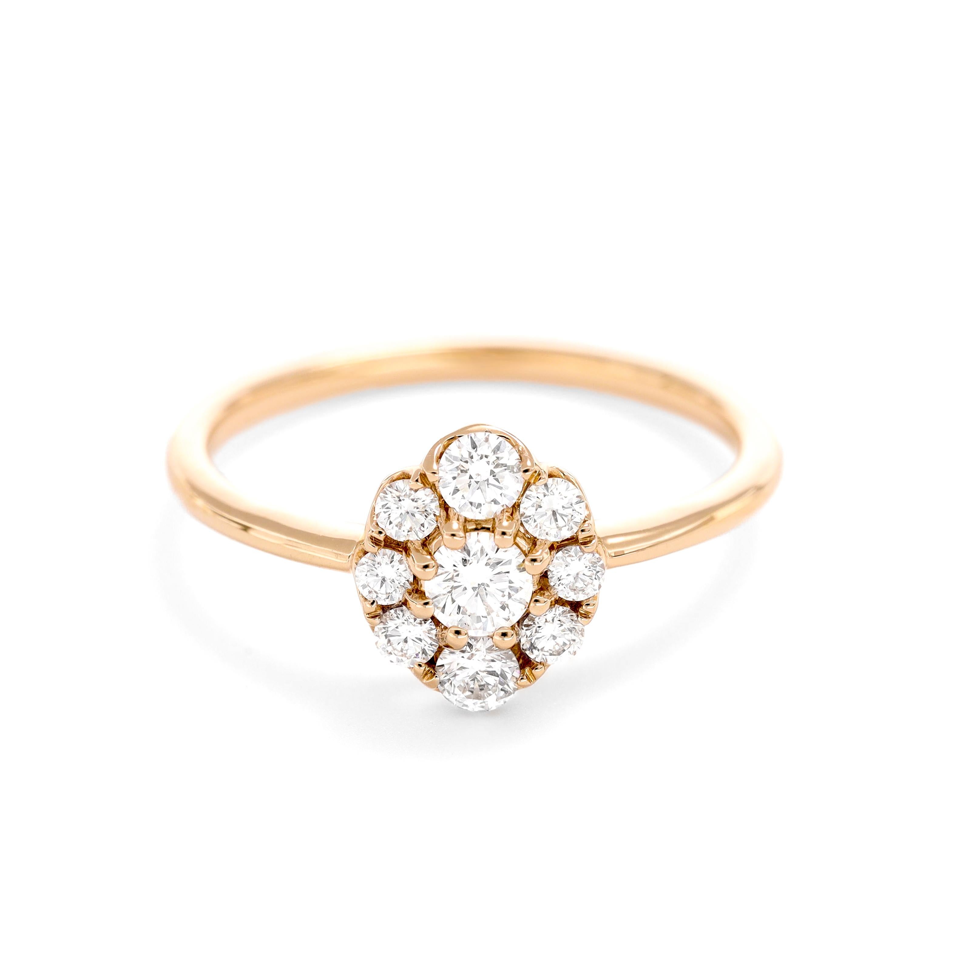 Natural Diamond 0.50 Carats 18KT Yellow Gold Cluster Vintage Engagement  Ring For Sale 2