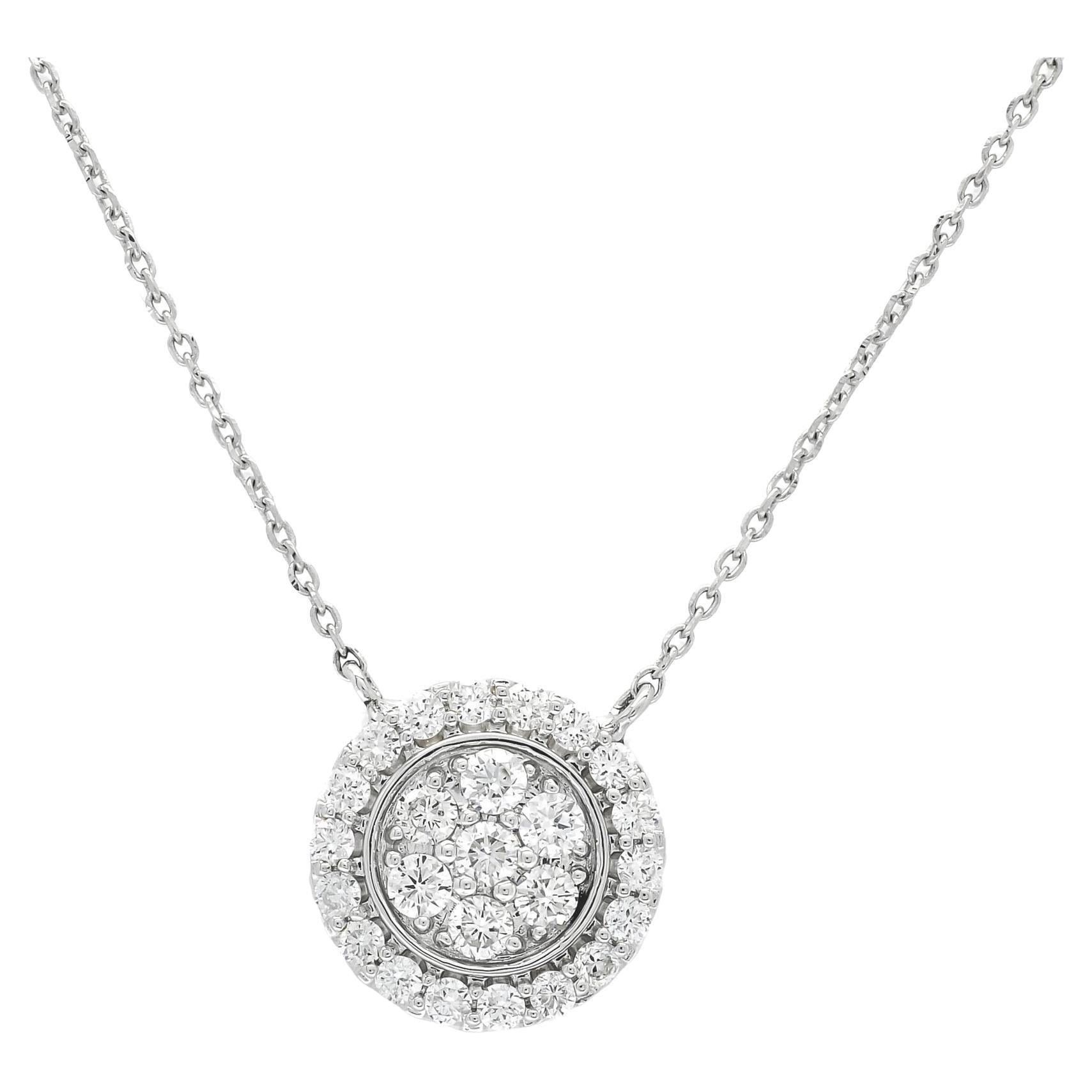 Natural Diamond 0.50CT 18 Karat White Gold Art Deco Chain Pendant Necklace
