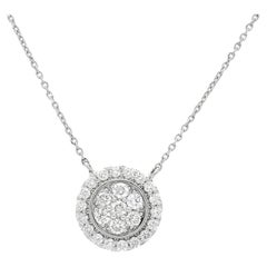 Natural Diamond 0.50CT 18 Karat White Gold Art Deco Chain Pendant Necklace