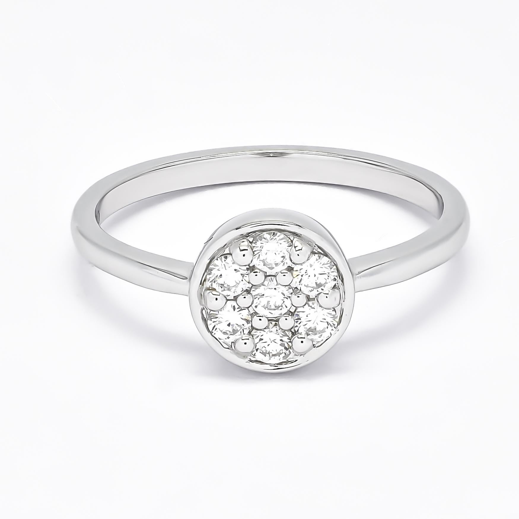 Brilliant Cut Natural Diamond 0.50 Carats 18Karat White Gold Diamond Engagement Cluster Ring For Sale