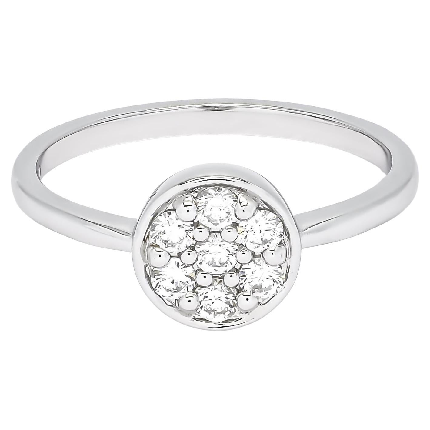 Natural Diamond 0.50 Carats 18Karat White Gold Diamond Engagement Cluster Ring For Sale