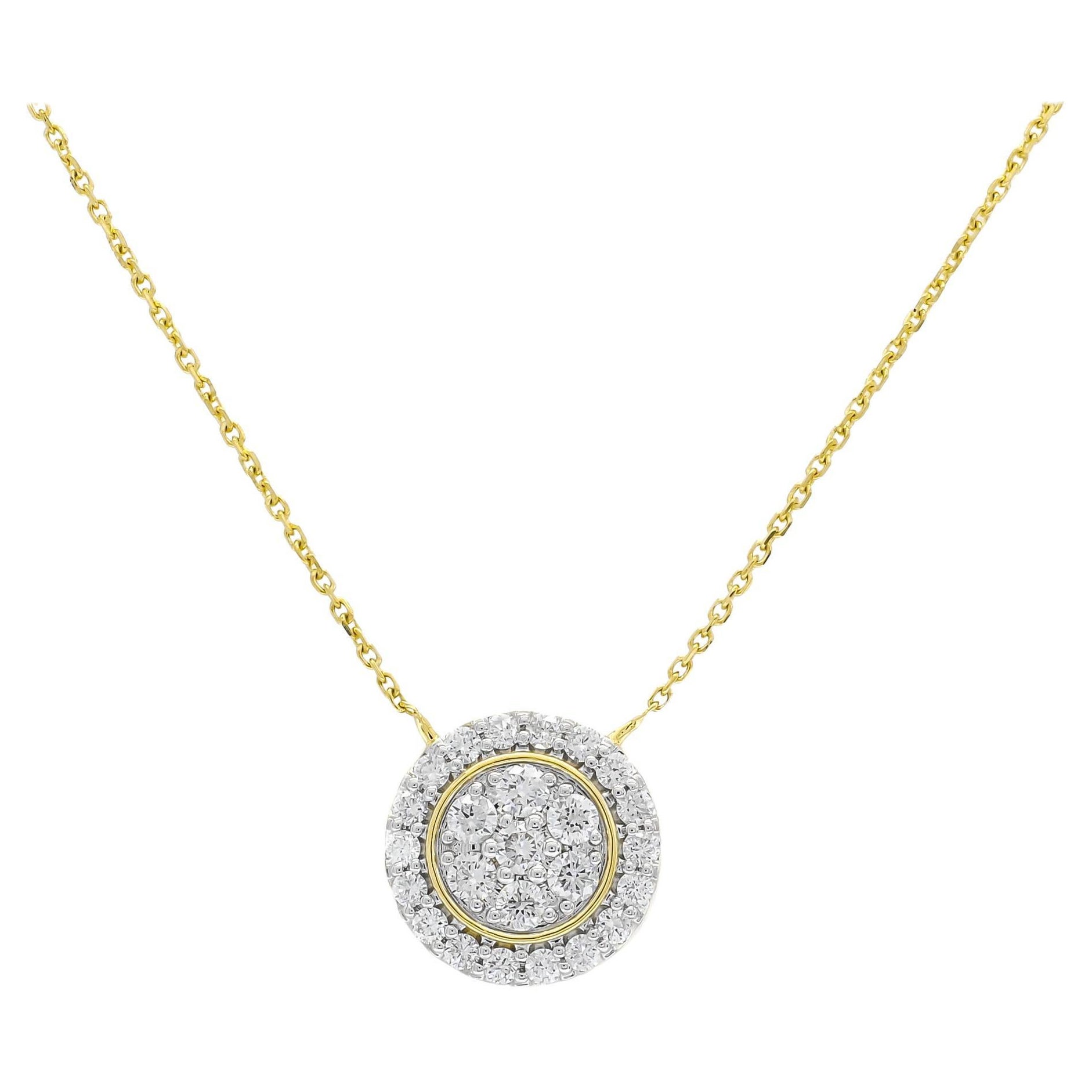 Natürlicher Diamant 0,50CT 18 Karat Gelbgold Cluster-Kette  Halskette