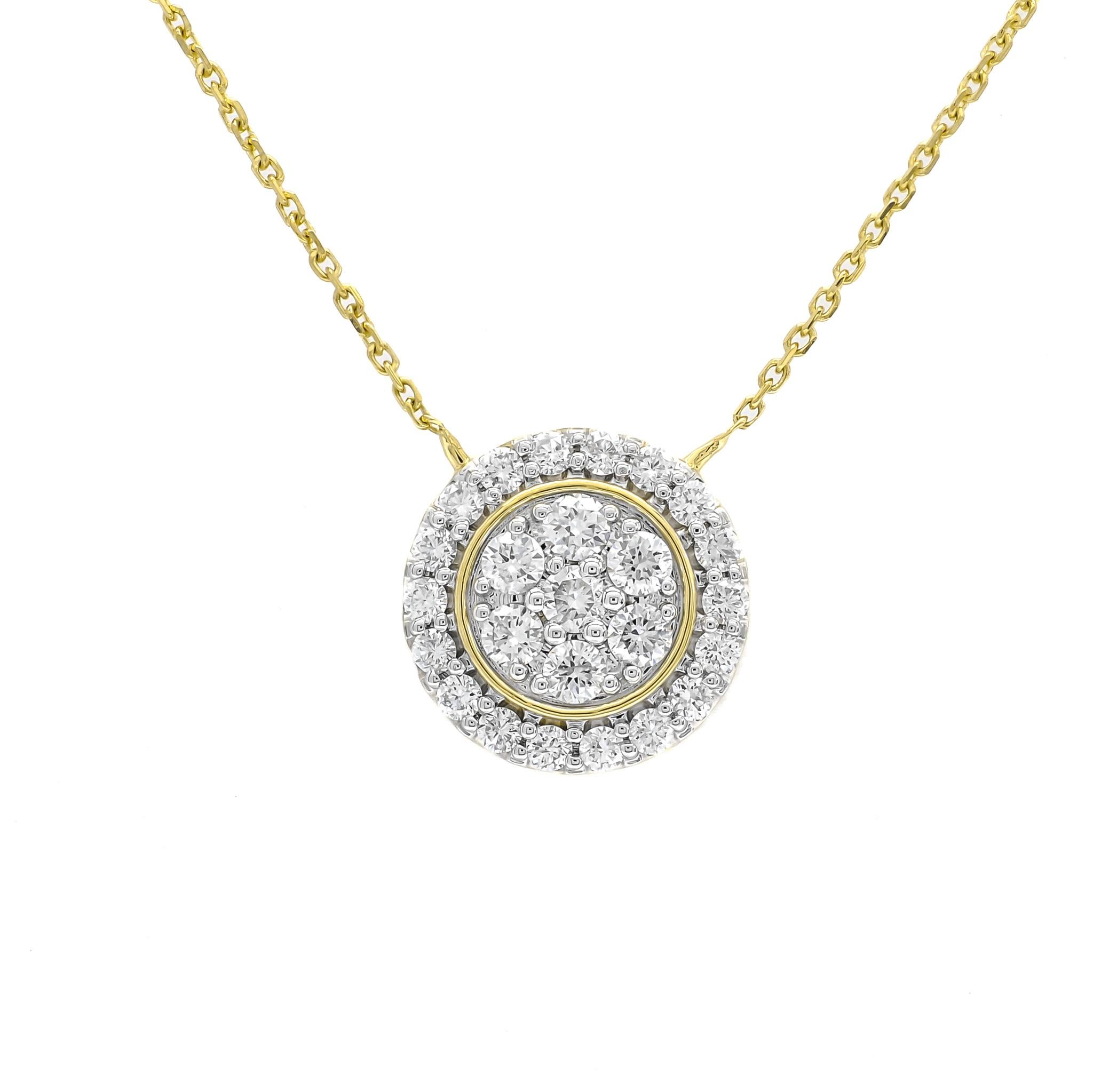 Immerse yourself in the world of timeless elegance with the Natural Diamond 0.50CT 18Karat Yellow Gold Cluster Donut Necklace. This necklace is a harmonious blend of classic elegance and modern design, designed to adorn your neck with timeless
