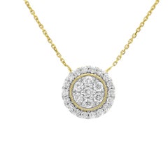 Natural Diamond 0.50CT 18Karat Yellow Gold Cluster Chain  Necklace