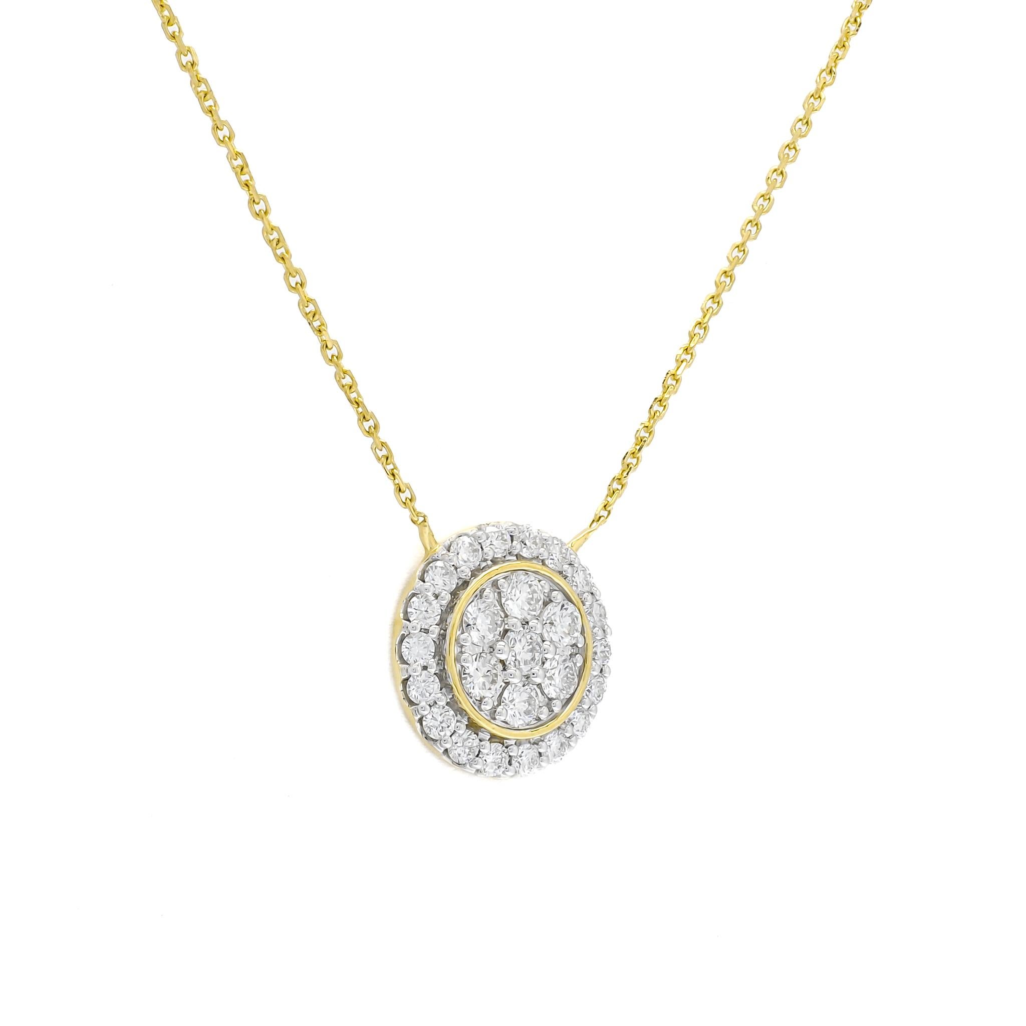 Women's Natural Diamond 0.50CT 18Karat Yellow Gold Cluster Chain  Necklace