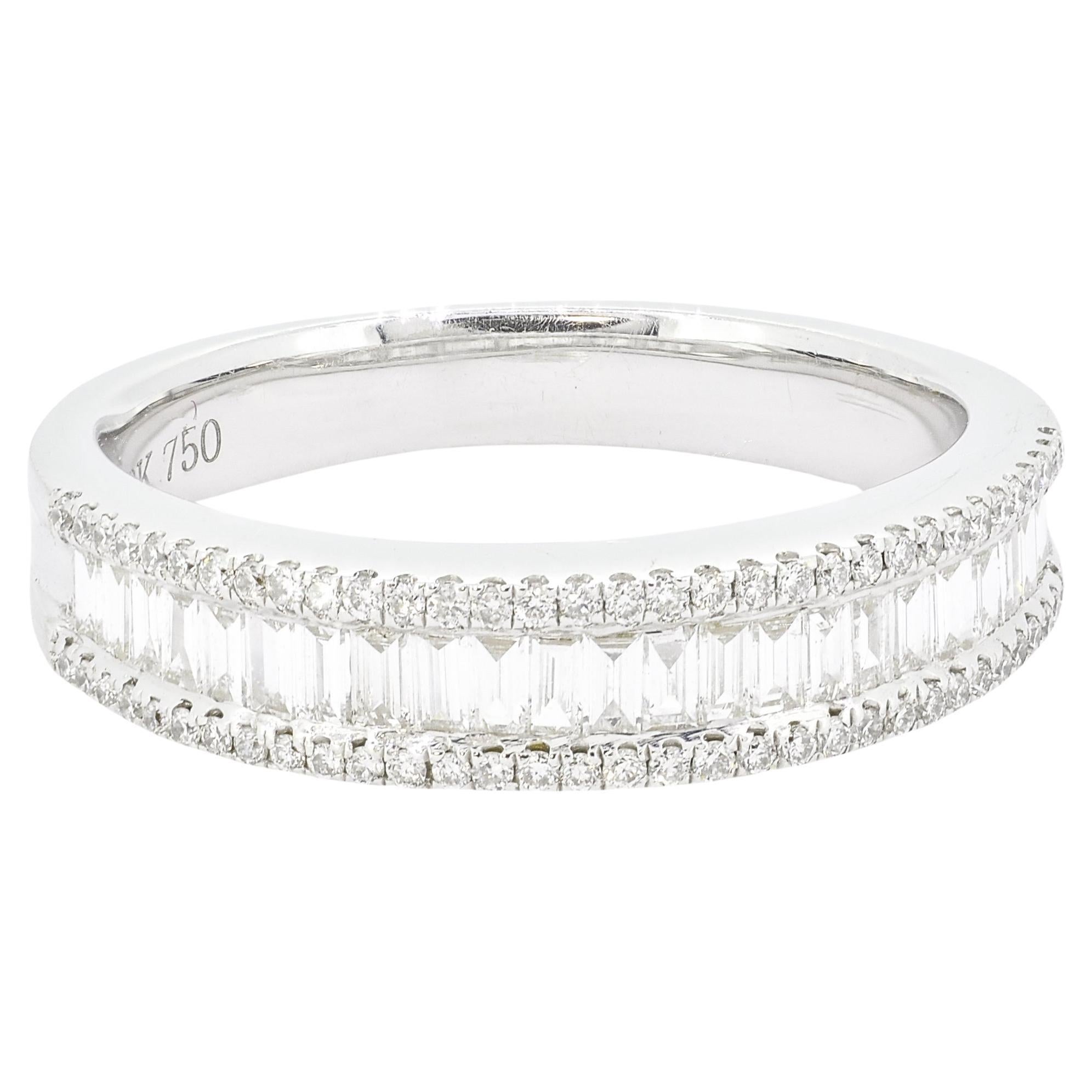 Diamante natural 0,50 ct Alianza completa de oro blanco de 18 KT