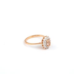 Natural Diamond 0.50cts & Morganite 0.39cts Ring in 18k Gold