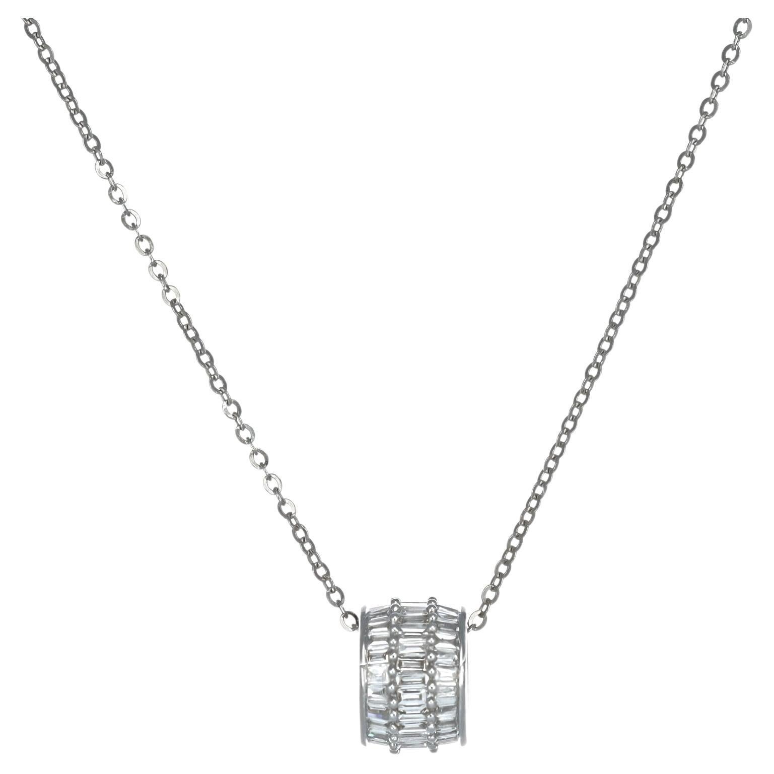 Natural Diamond 0.51 carats 18 Karat White Gold Chain Pendant Necklace For Sale