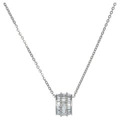 Natural Diamond 0.51 carats 18 Karat White Gold Chain Pendant Necklace