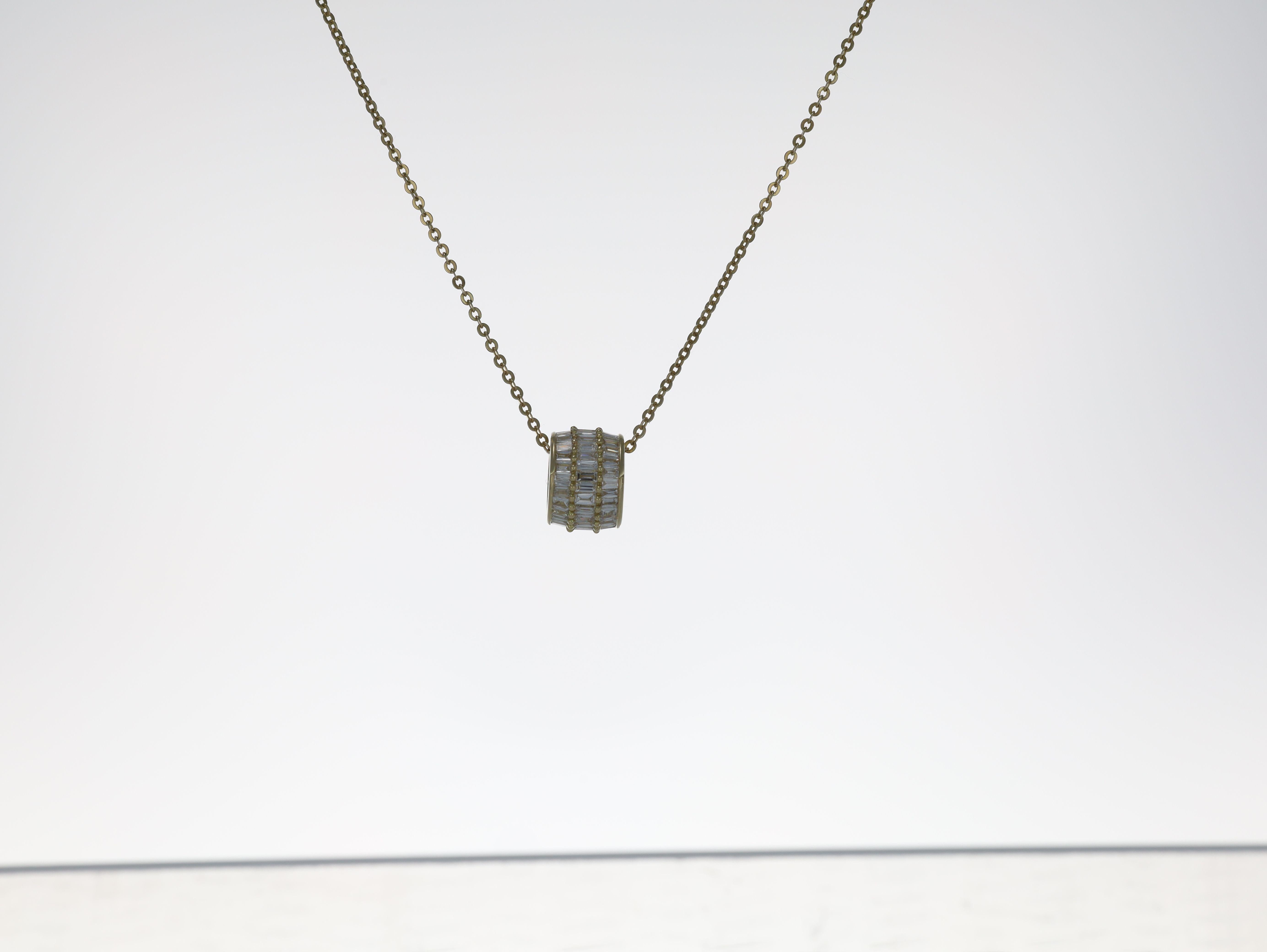 Halskette mit Anhänger, natürlicher Diamant 0,51 Karat 18 Karat Gelbgold Kette im Angebot 3