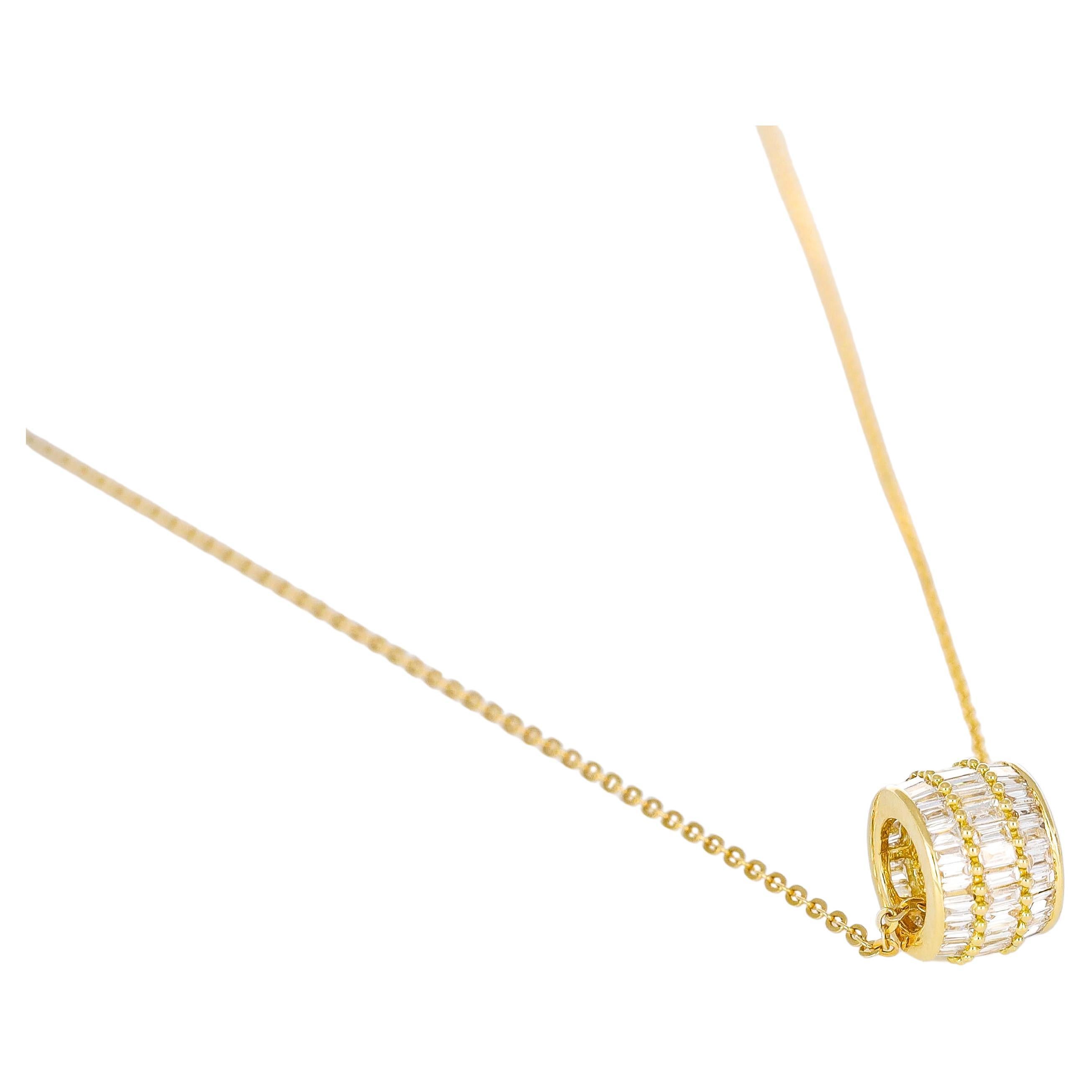 Collier pendentif chaîne en or jaune 18 carats avec diamants naturels 0,51 carat