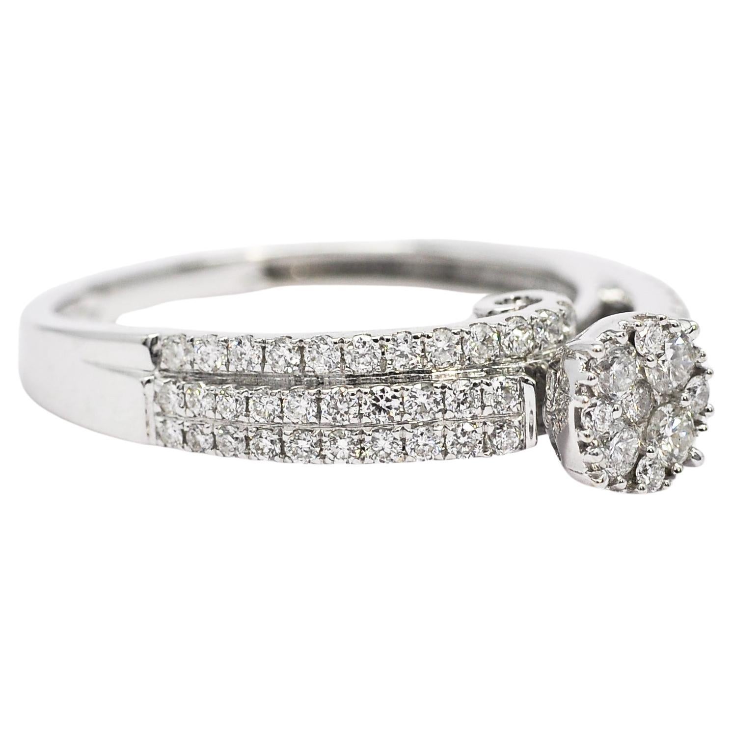 Verlobungsring mit natürlichem Diamant 0,51 Karat 18KT Weißgold