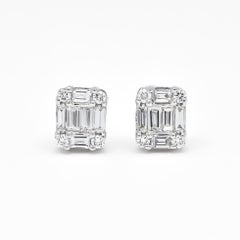 Natural Diamond 0.52 carats 18KT White Gold Cluster Stud Earrings