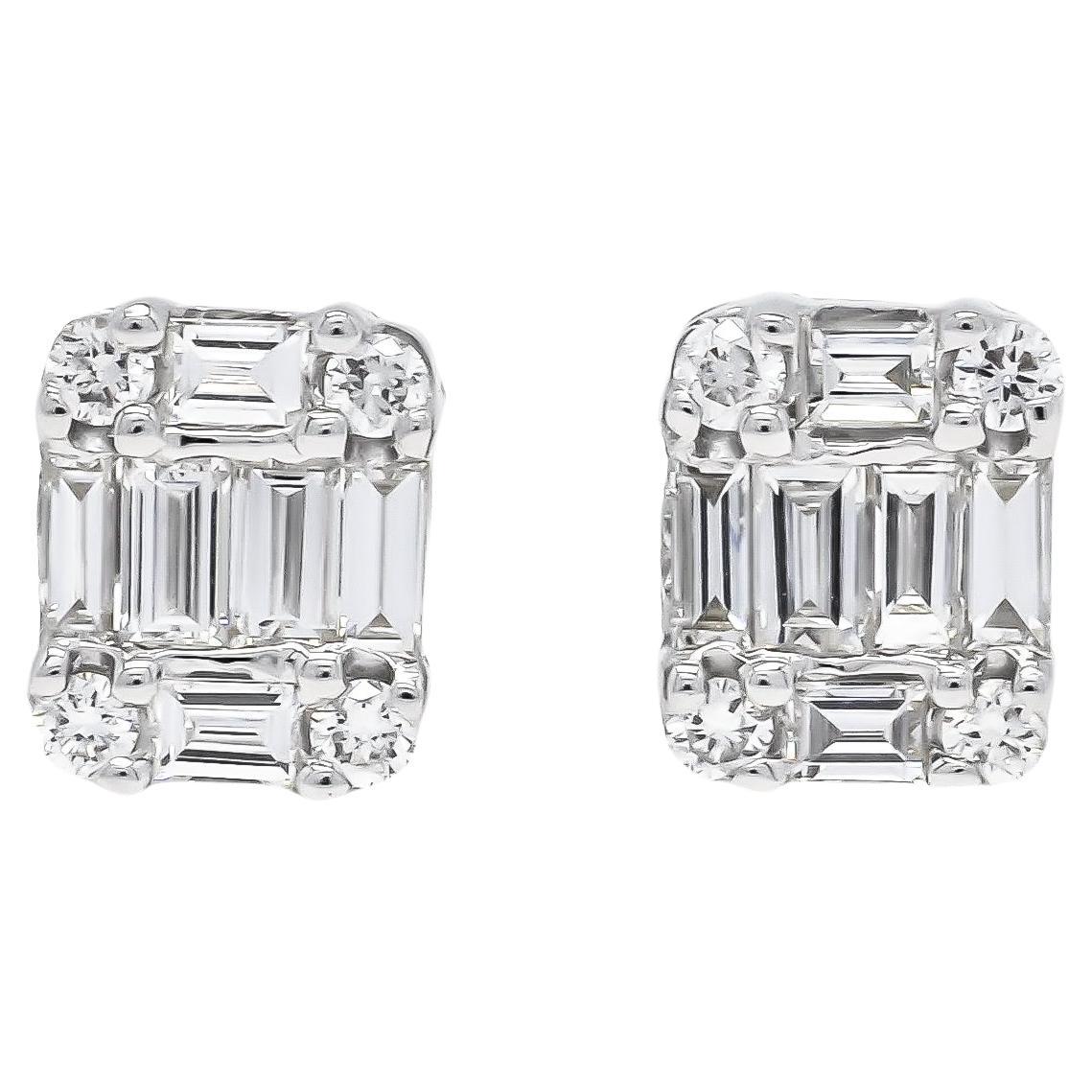 Pendientes de oro blanco de 18 quilates con diamante natural de 0,52 quilates en venta